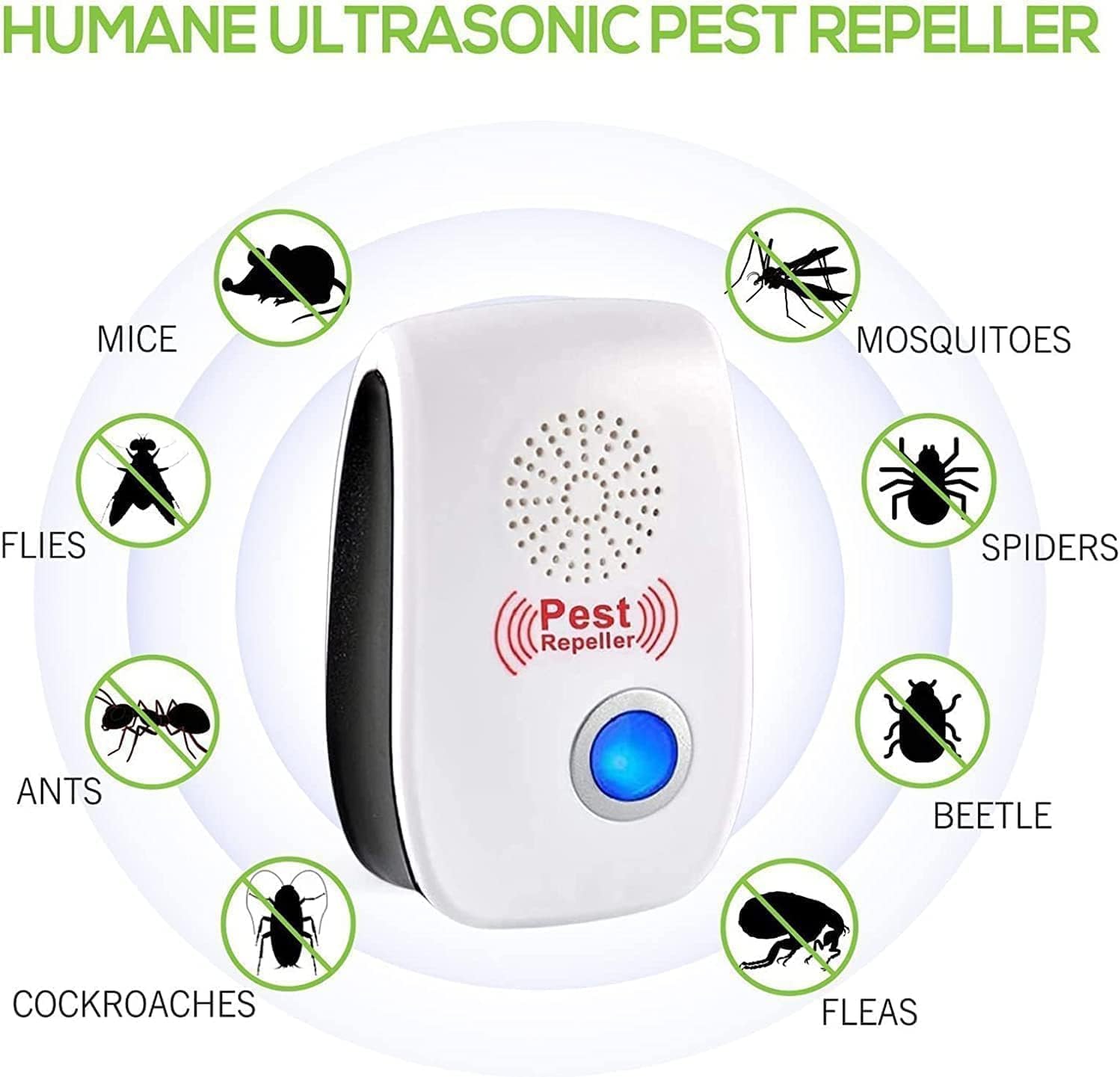 Ultrason Anti Moustique, 6 Pack Ultrason Souris et Rats & Insectes Répulsif Électronique, Répulsif Ultrason Anti-Rongeurs Insectes Anti Insectes, Mous - 4