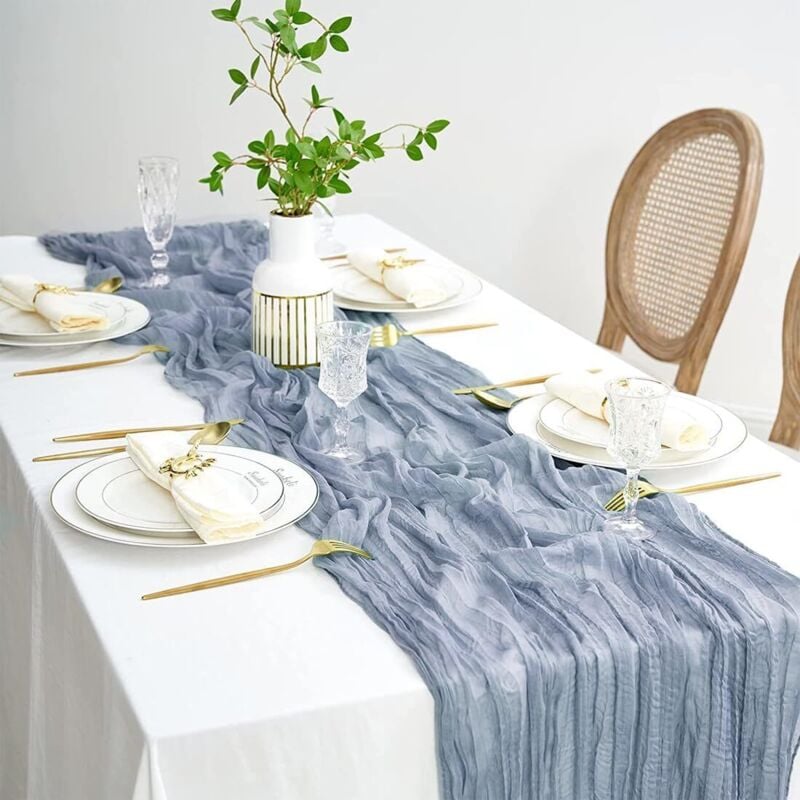 100%Mosel Runner da Tavolo in Tessuto Non Tessuto, in Azzurro (30 cm x 25 m), Runner Decorativo da Tavola, elegante Decorazione da Tavola per Compleanni & Matrimoni