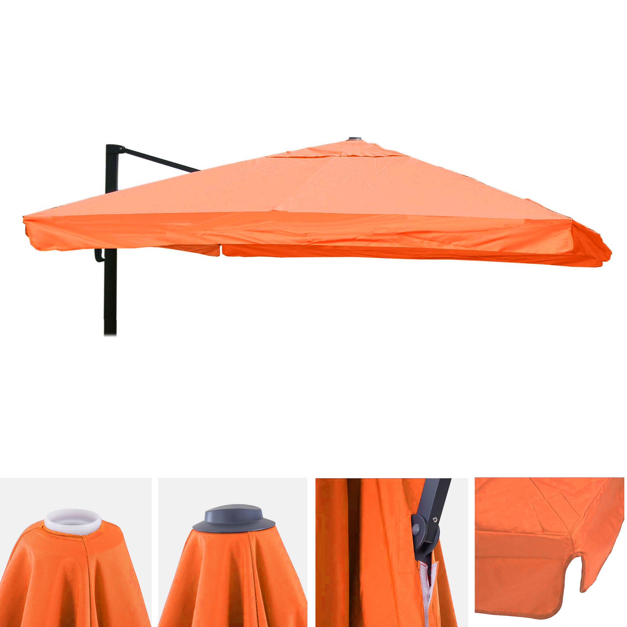 Wymienny pokrowiec na luksusowy parasol HWC-A96 z klapą, pokrowiec na parasol, 3.5x3.5m (Ø4.95m) poliester 4kg ~ terakota