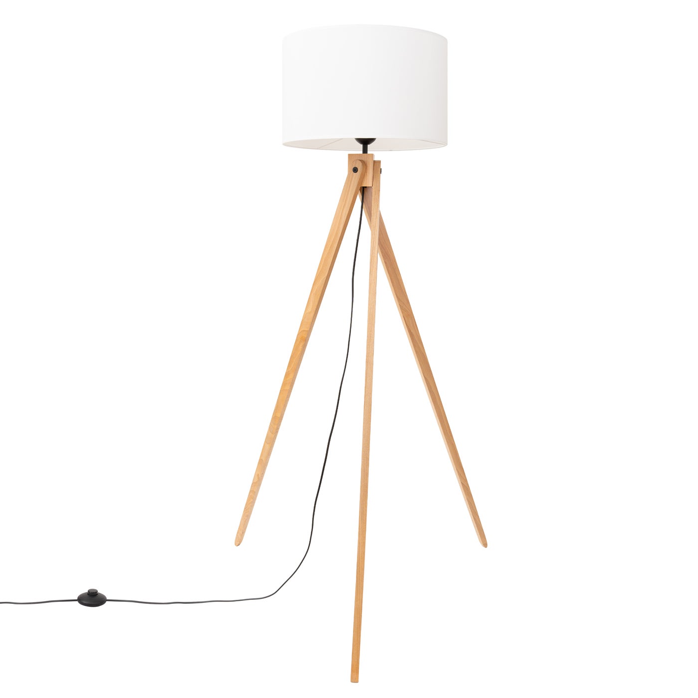 Lampa stojąca trójnóg drewniany NATT biała naturalne drewno 1xE27x20W drewno wym:140x77x77cm IP20 Sollux Lighting