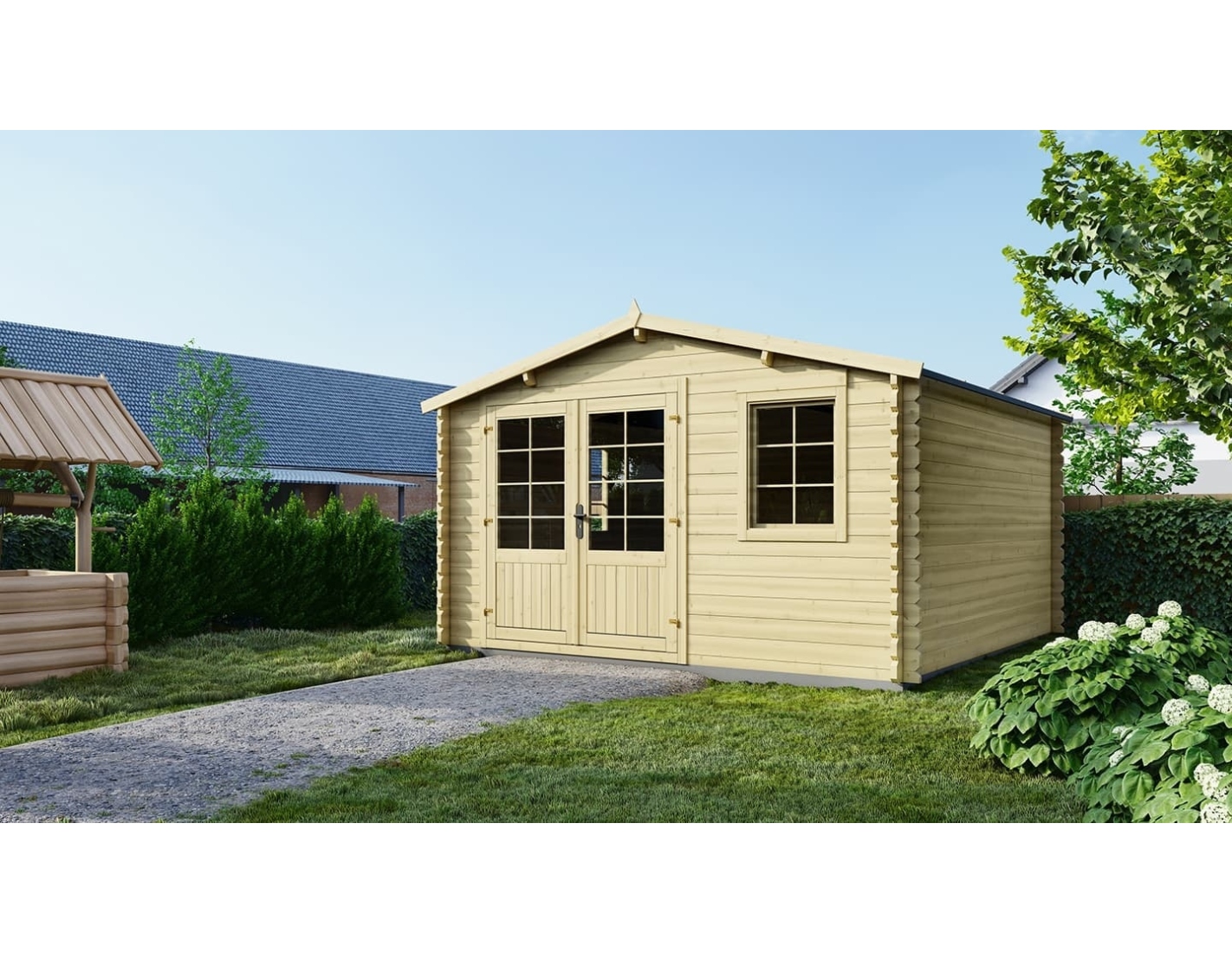 Domek ogrodowy ALTANKA 15,21 m2 - 3,90x3,90 m - 40 mm, drewniany, DOM658, 1 szt.