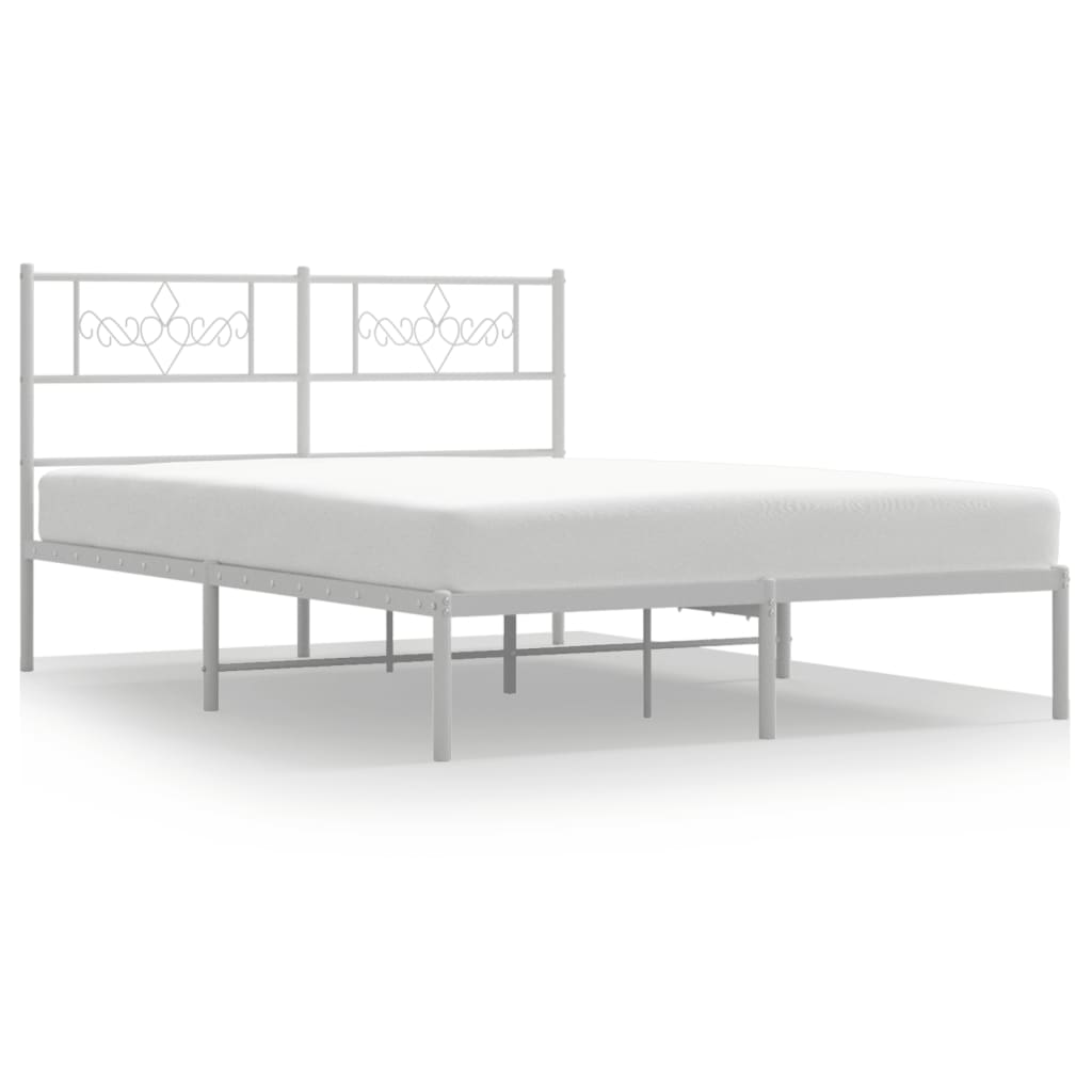 Łóżko Białe Metalowe Rama Łóżka Ze Stelażem Do Sypialni Pokoju 140x190 cm