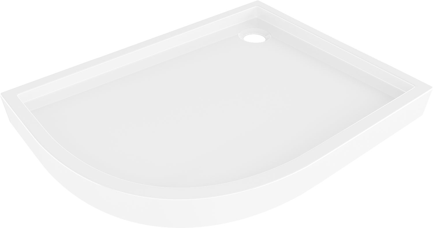 Mexen Flow+ brodzik półokrągły asymetryczny prawy 90 x 80 cm, biały połysk - 46Q108090RH