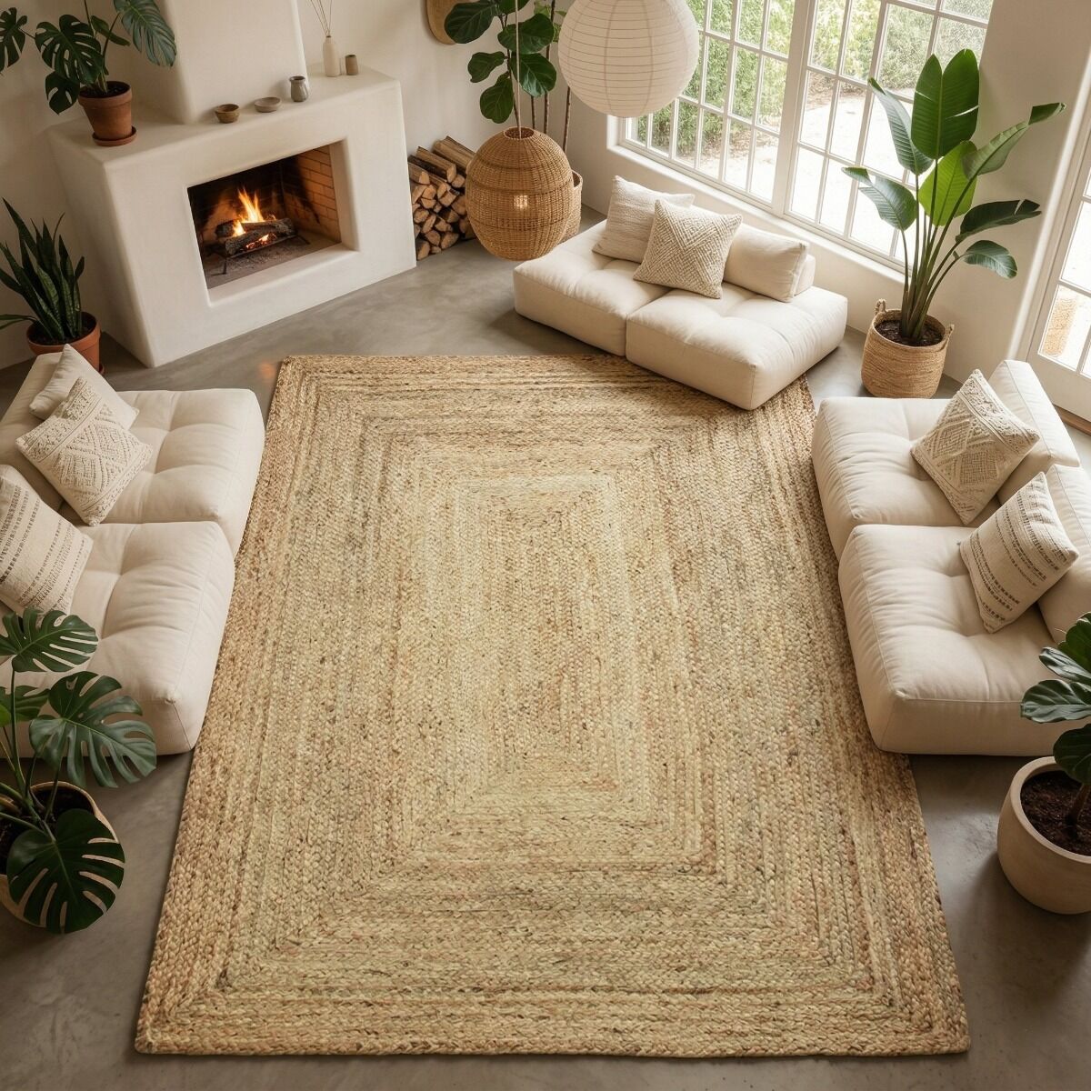 Tapis en jute tressé naturel artisanal 160x230 - style bohème - 2