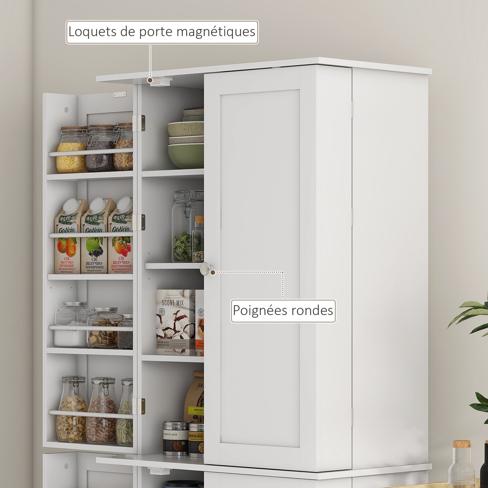 Vaisselier aggloméré blanc HOMCOM 60x35x166 cm - 7
