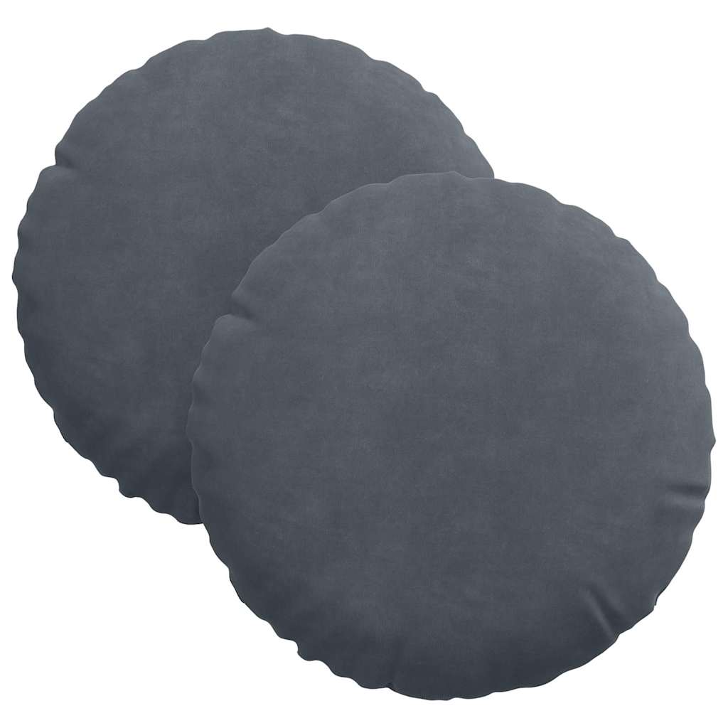 Cojines de asiento, 2 unidades, gris oscuro, Ø 40 x 13 cm, terciopelo - 2