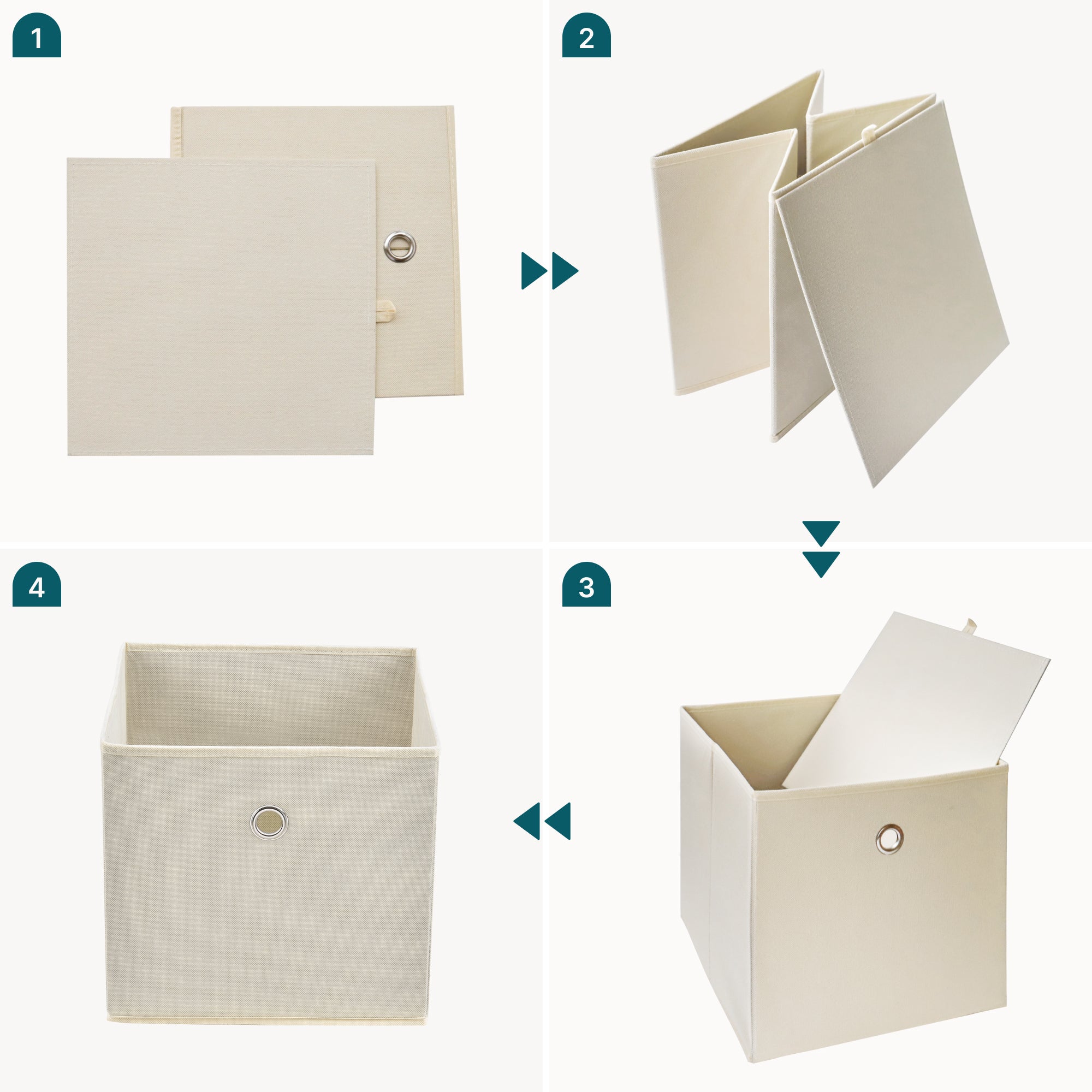 Set de 10 Boîtes de Rangement Textile Non Tissé 28 x 30 x 30 cm Beige [en.casa] - 8