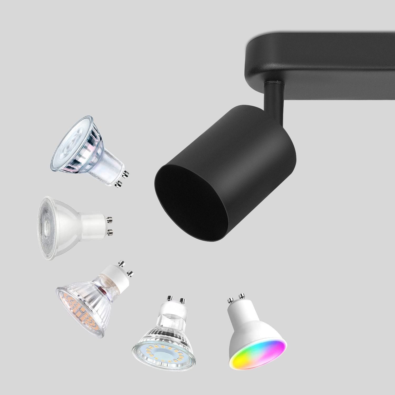 NETTLIFE 4 Focos GU10 Max.25w Luz de Techo LED Negra Foco para Sala de Estar Ajustable 350° para Dormitorio Cocina Mesa de - 3