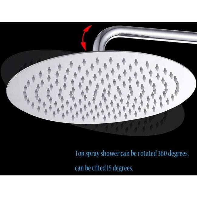 Soffione Doccia A Pioggia Rotondo 10 Pollici In Acciaio Inox 304 – Con Ugelli In Silicone, Da Parete O Soffitto