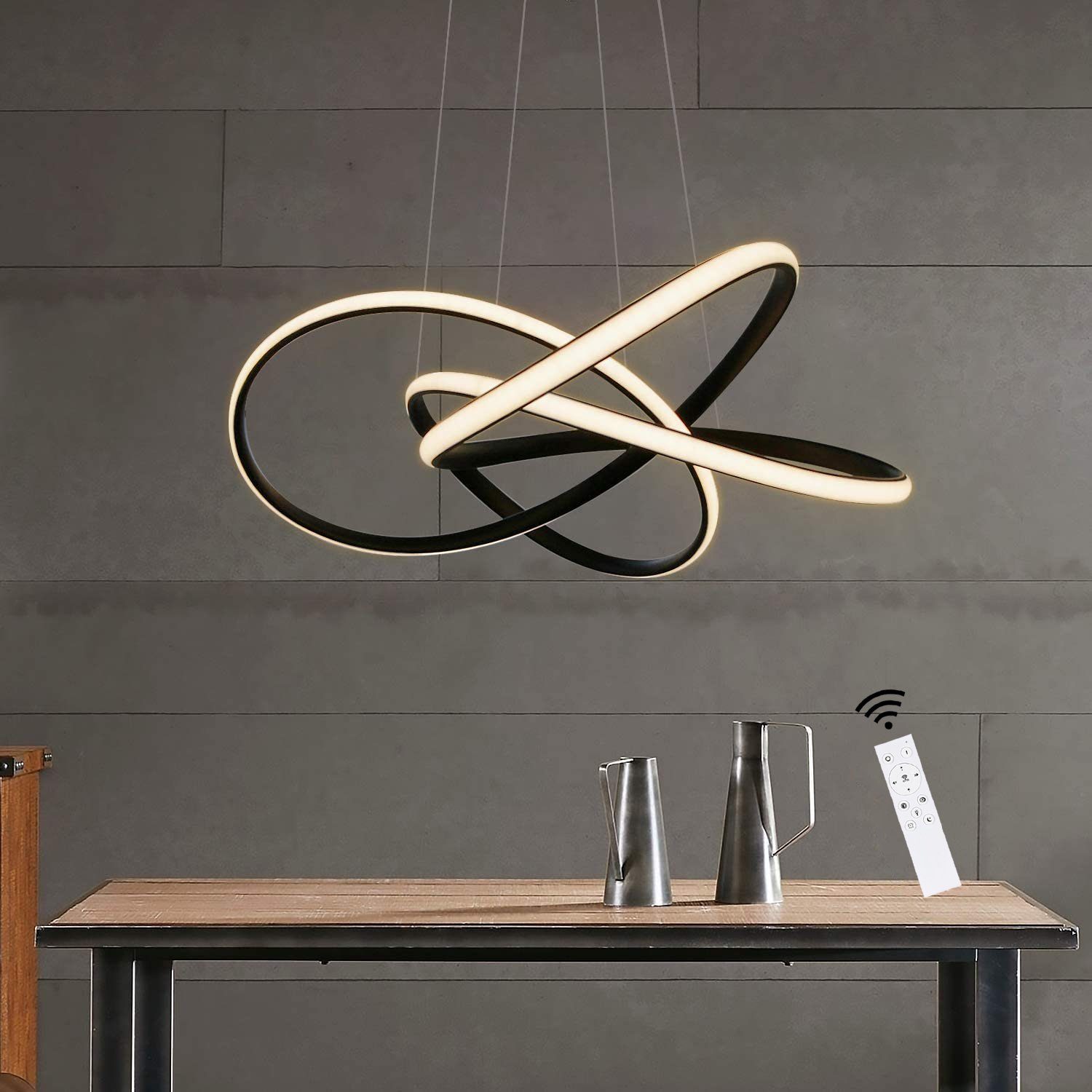 ZMH Lampa wisząca LED 59 W, z regulacją wysokości lampa wisząca w kształcie pierścienia pilot zdalnego sterowania sypialnia - 2