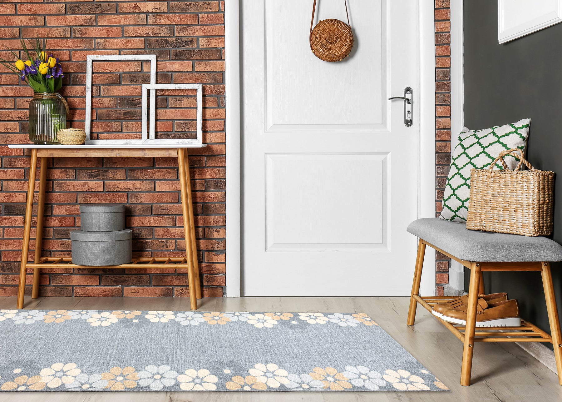 TAPIS DE COULOIR antidérapant MARGARETKA, fleur la gomme gris 133 cm 133x450 cm - 2