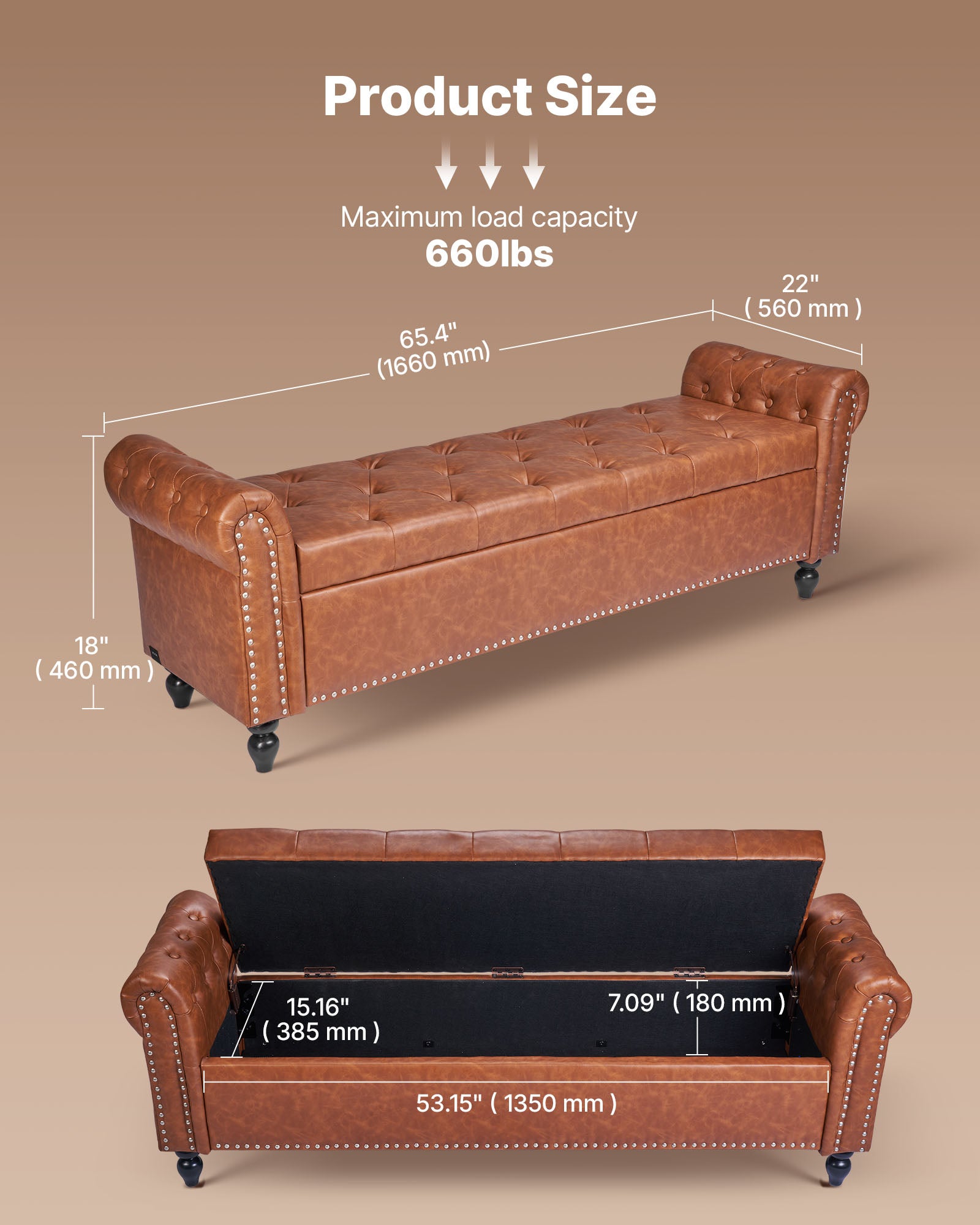 Banc Coffre En Cuir PU Noir 120 Cm - Rangement Intégré, Pieds Métal, Pour Entrée, Salon Ou Chambre