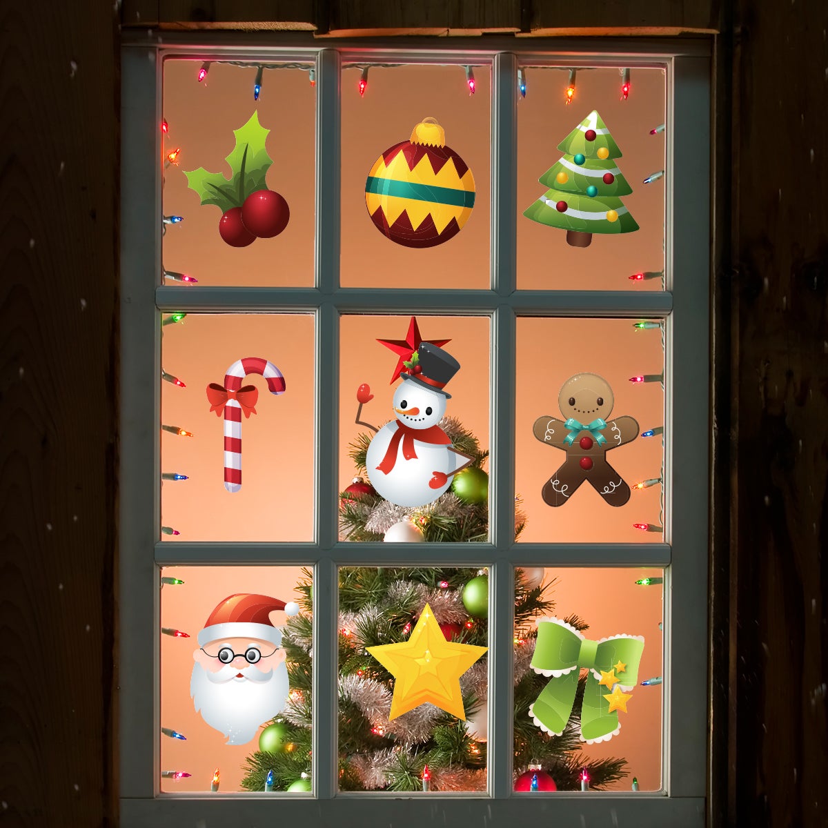 Adesivo Murale 3D Natale Con Babbo Natale E Alci – 43x42 Cm – Autoadesivo In PVC – Per Finestre E Pareti