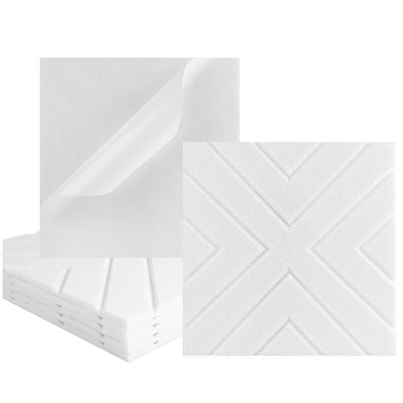Zestaw 12 samoprzylepnych paneli akustycznych, wygłuszenie z poliestru, panele ścienne dźwiękochłonne o wysokiej gęstości, 30 x 30 x 1 cm, białe