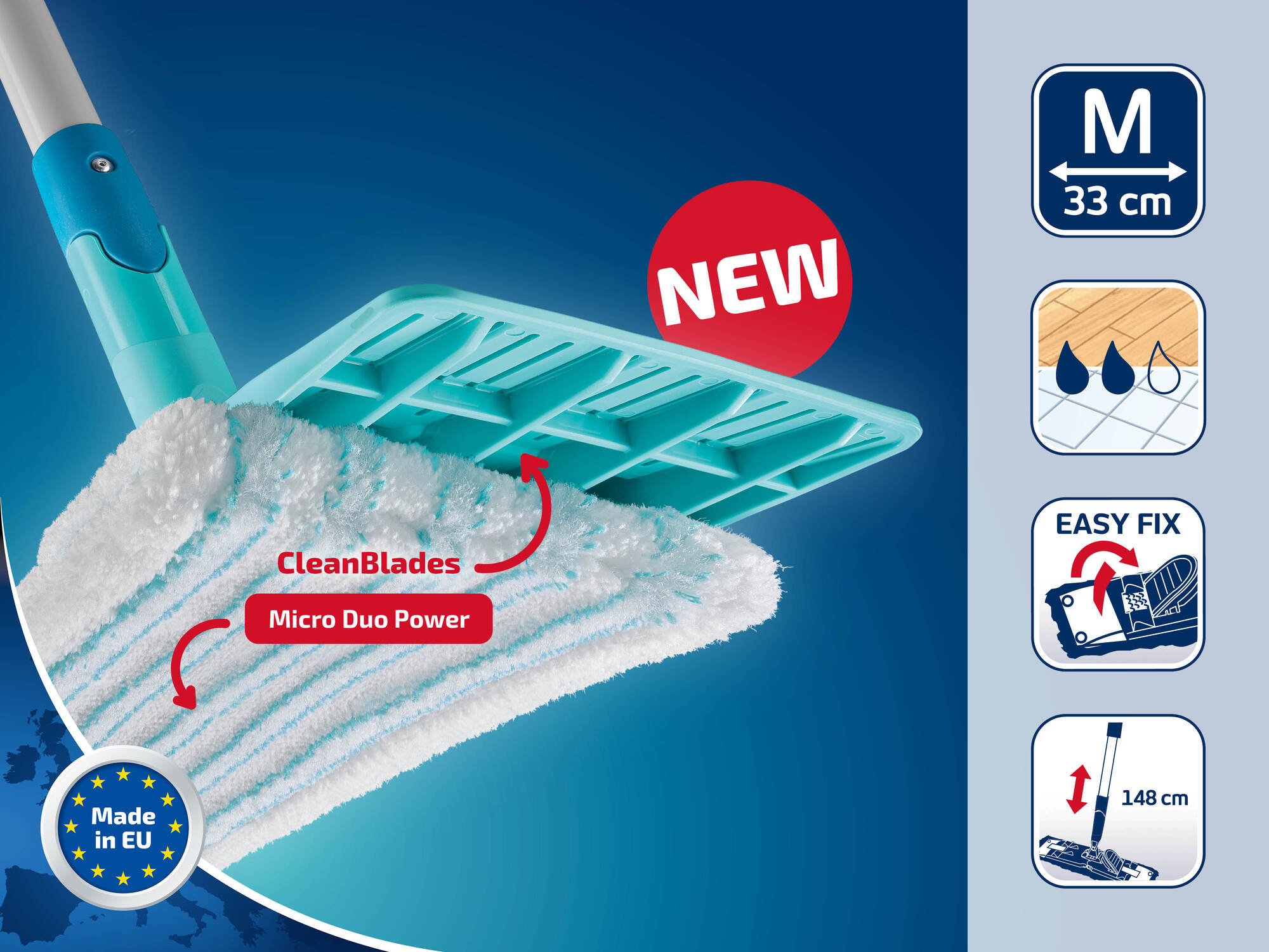 Set de nettoyage sol Power Clean 55510 Leifheit, balai serpillère seau essoreur 6 litres, balais serpillière 33 cm pratique - 2