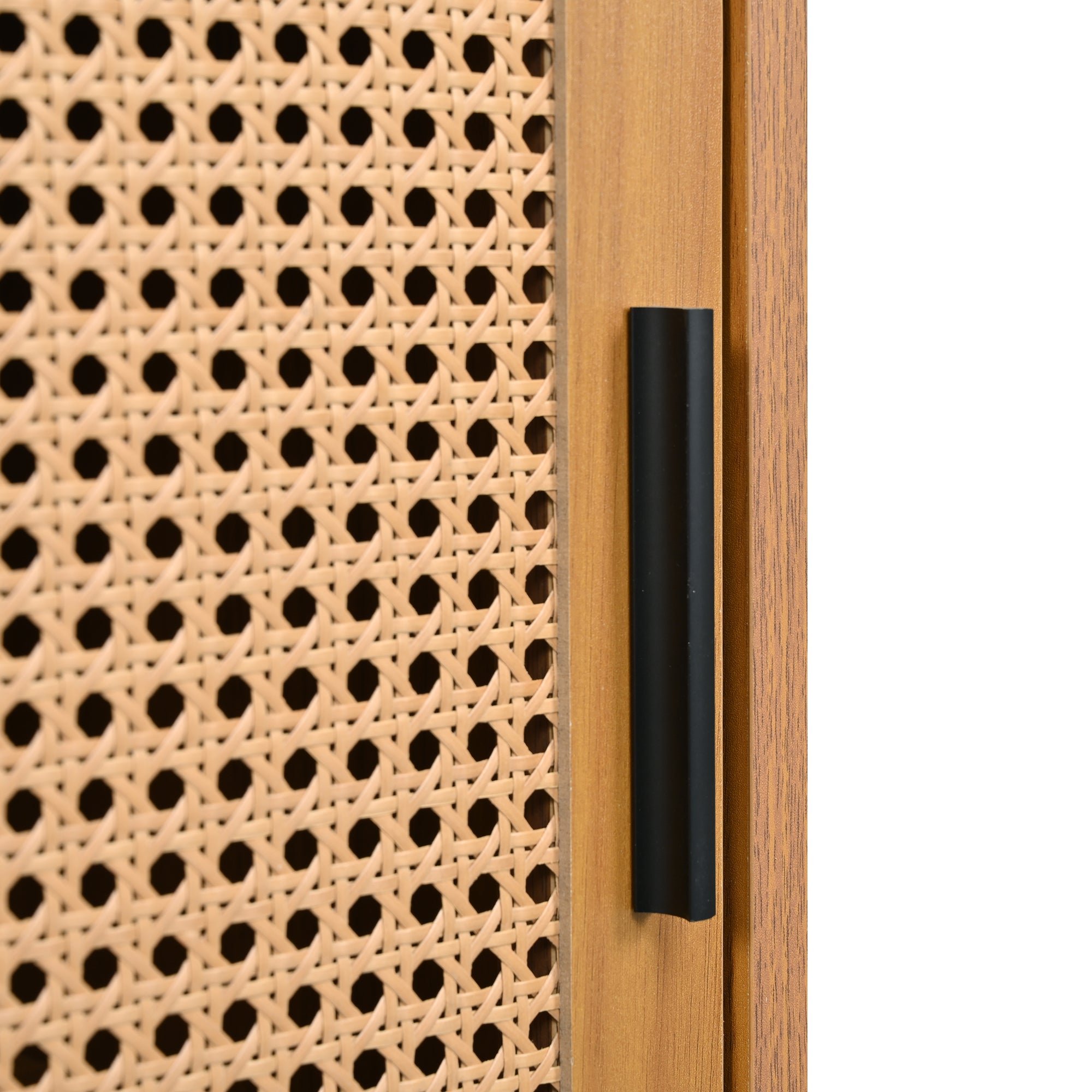 Buffet bas - avec 2 portes coulissantes et étagères réglables - Naturel - 9