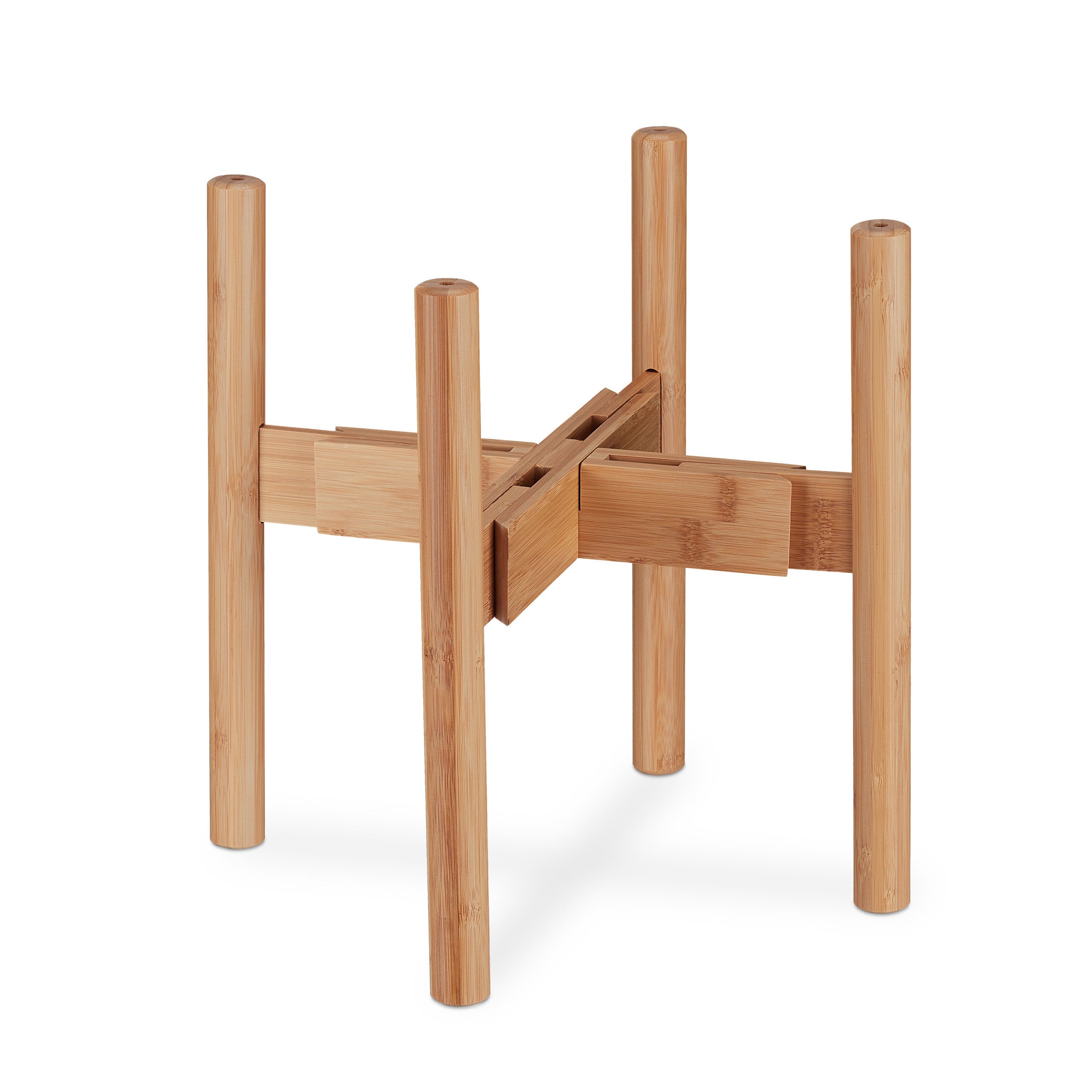 Support de plantes, en bambou en set de 2, pour pots de fleurs jusqu'à 32 cm Ø, réglable & empilable, naturel, Relaxdays - 6