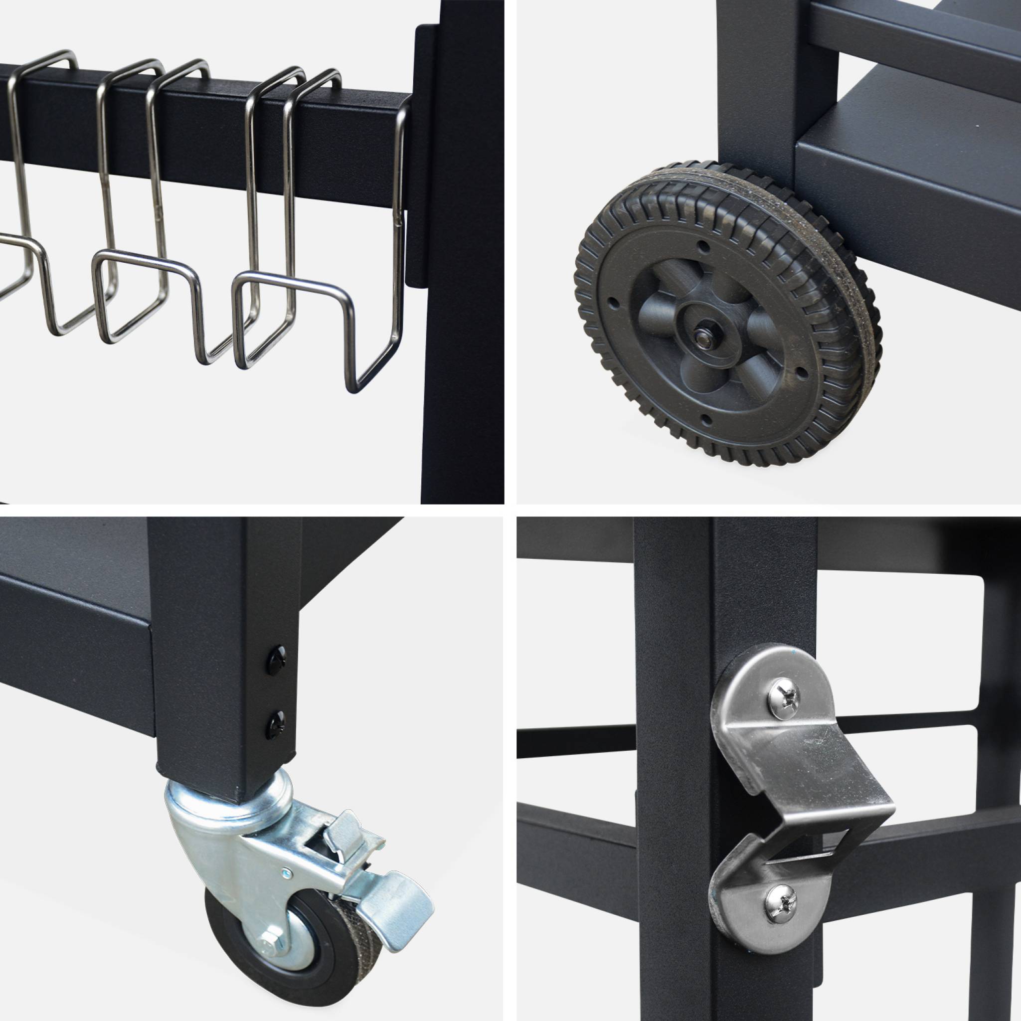 Carrello per barbecue, Nero - 3