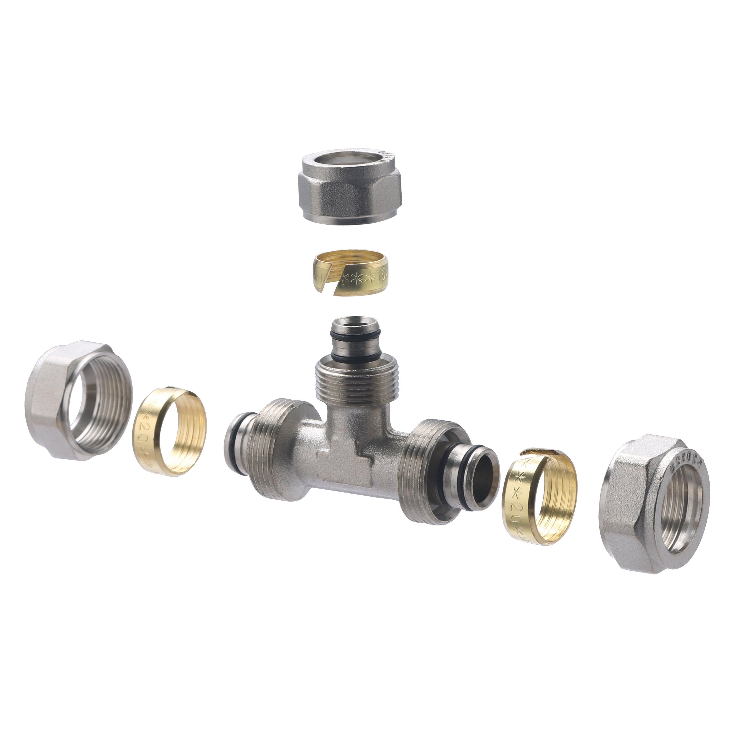 Raccord Multicouche à Compression (à Visser) Té Réduit Ø20 - Ø16 - Ø20 NOYON & THIEBAULT - 7