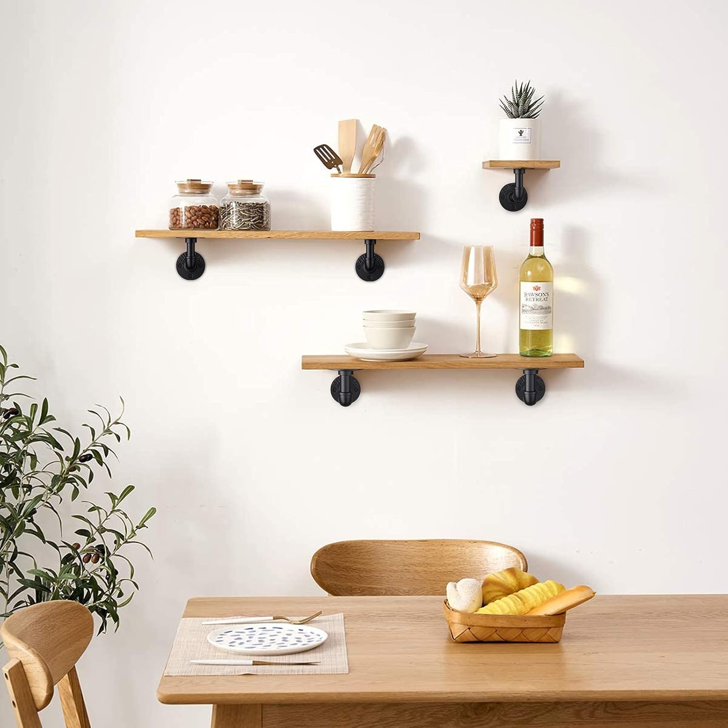 Supporto portaoggetti da parete retrò, 2 supporti tubolari in stile industriale retrò con viti, dimensioni 15*8,5 cm, adatti per mensole e mobili fai - 3