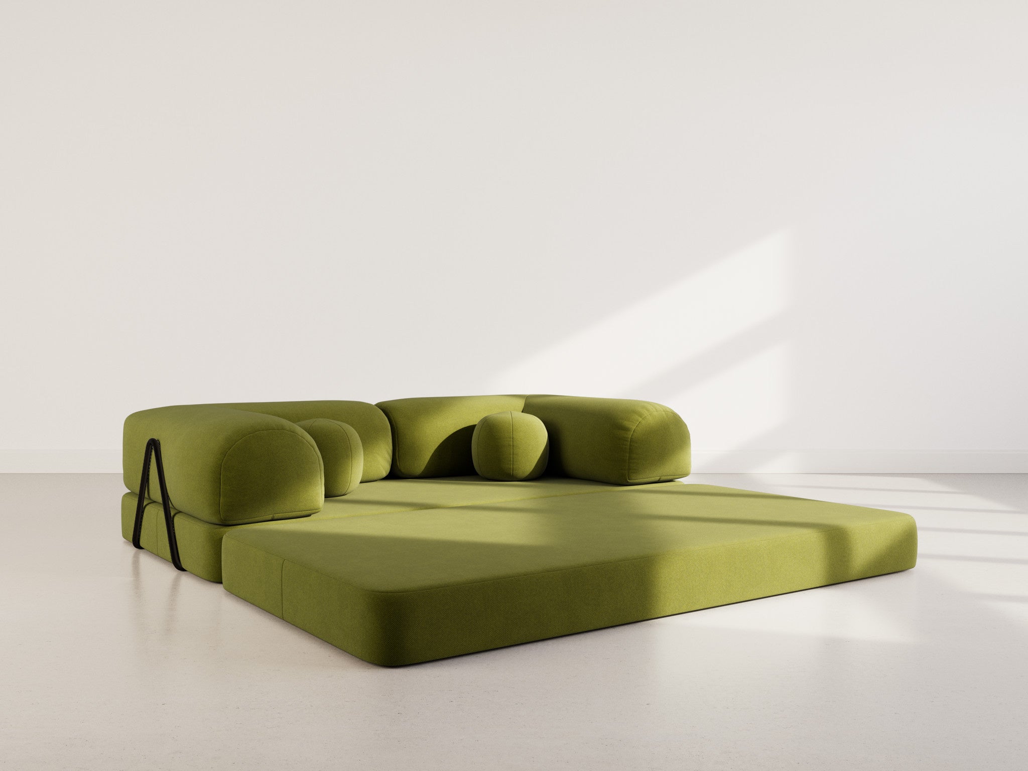 Canapé droit convertible 3 places en velours texturé vert kaki - NEBULA - Best Mobilier - 2