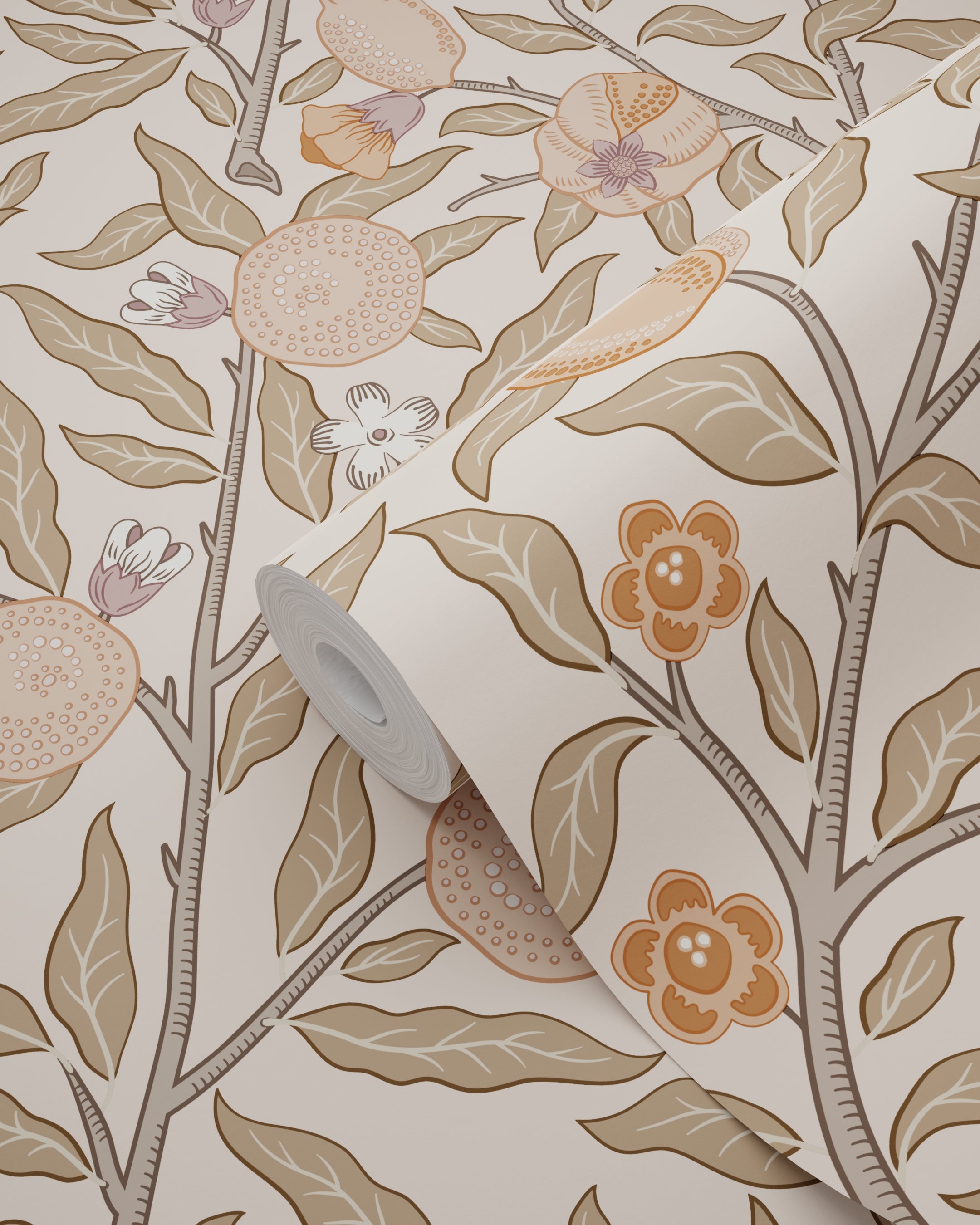 Papier peint des fruits et des feuilles exotiques terracotta claire - 50 x 900 cm - ESTAhome - 7