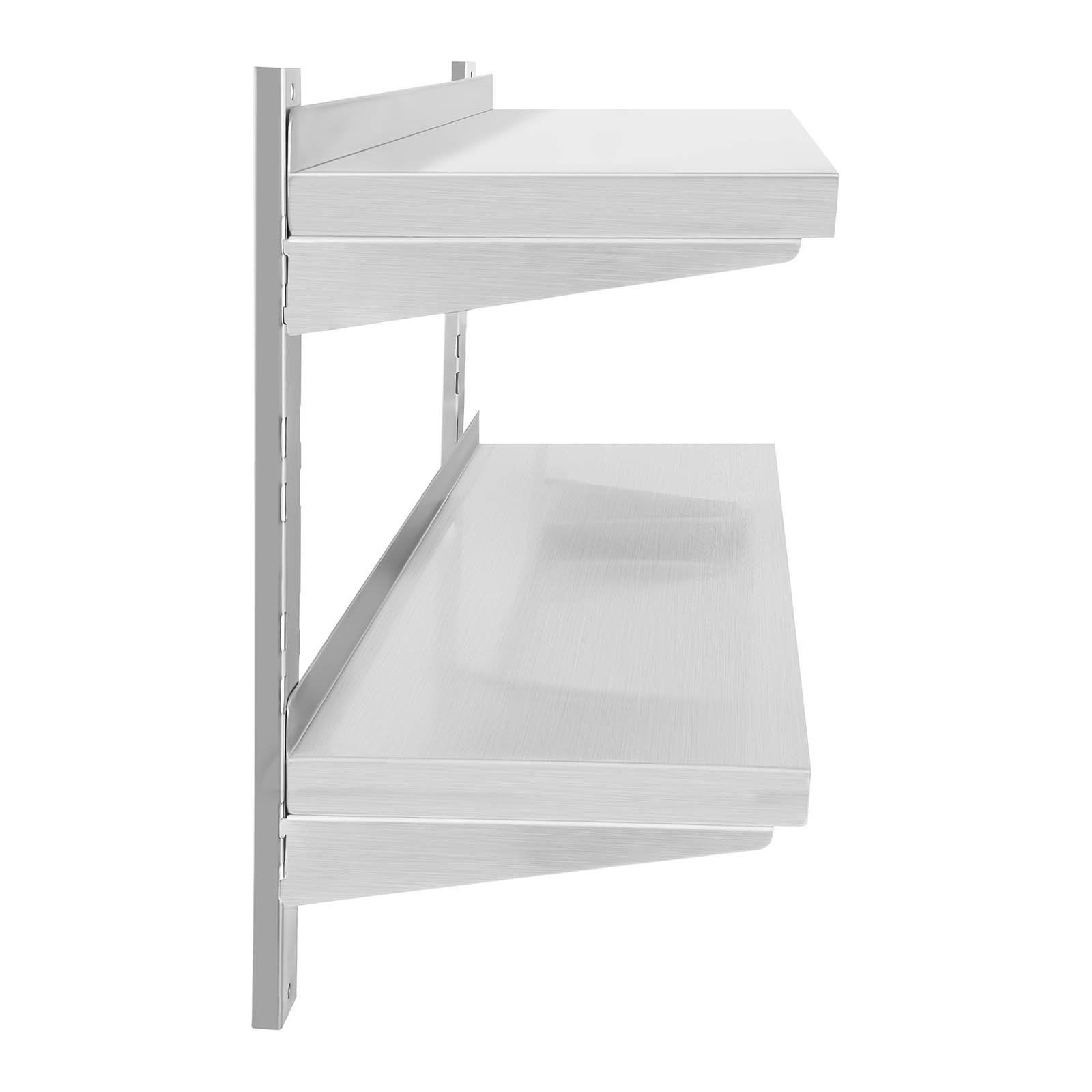 Étagère murale - Royal Catering - 140 cm de long - 2 plateaux - Acier inoxydable - 6