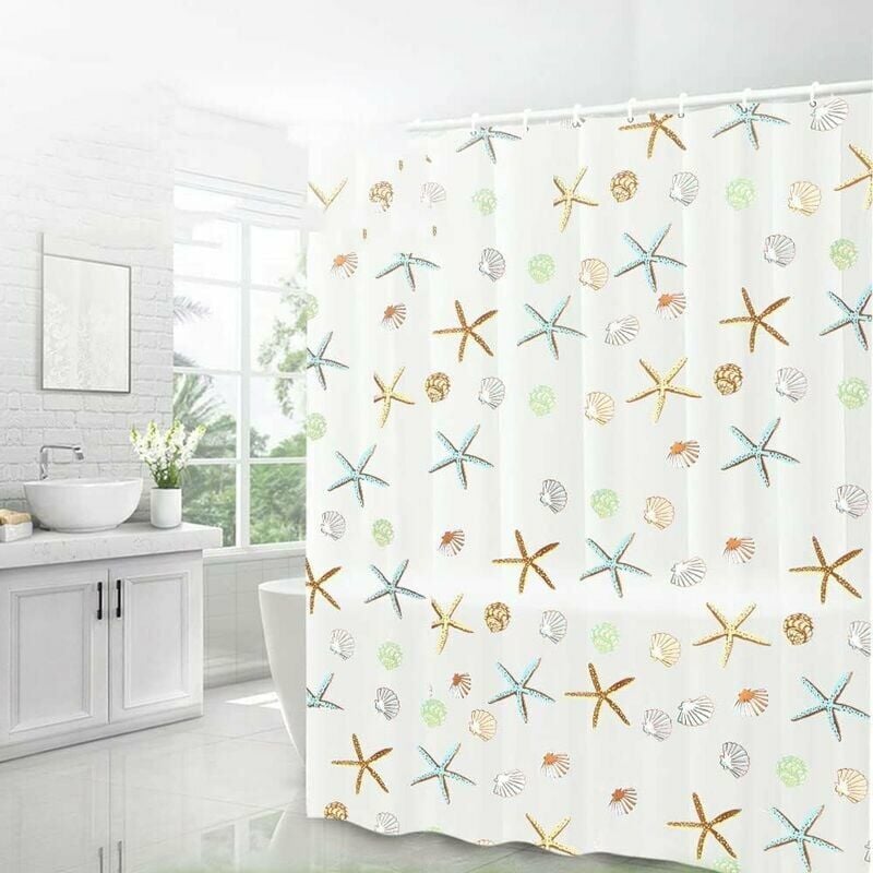 Rideau De Douche Blanc Uni Résistant à La Moisissure - 180 X 180 Cm