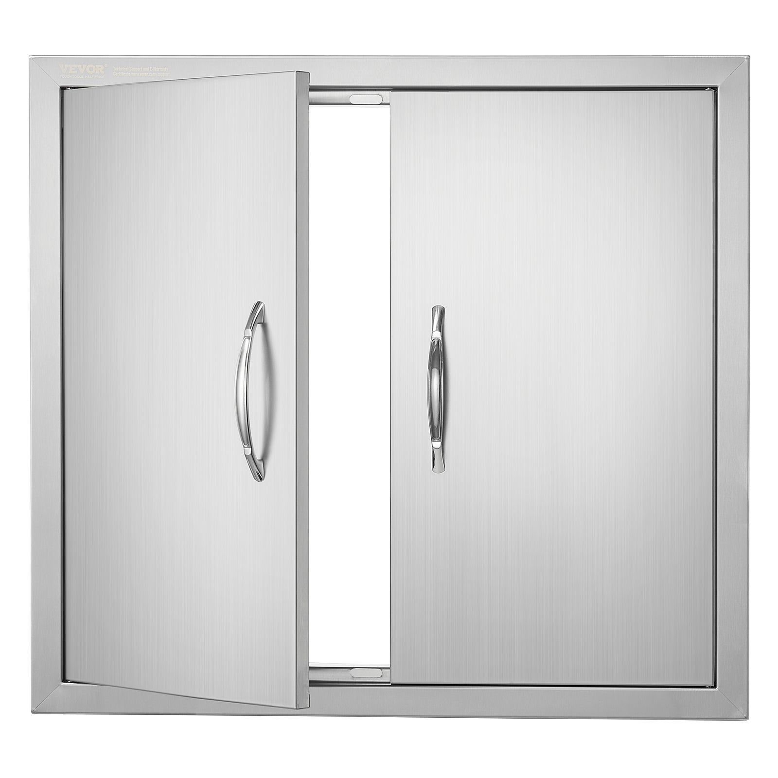 Drzwi dostępowe do grilla VEVOR, 660 x 609 mm, podwójne zewnętrzne drzwi kuchenne, drzwi ze stali nierdzewnej montowane podtynkowo, pionowe drzwi ście