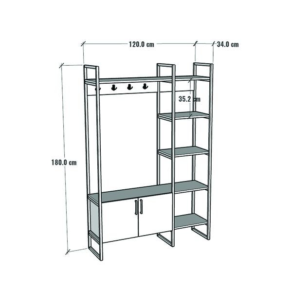Appendiabiti Da Parete IBUYKE In Legno E Acciaio - Stile Industriale Per Ingresso, Camera, Bagno, Bianco - Foto 5