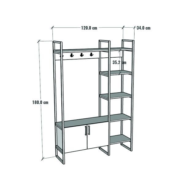 Appendiabiti Da Parete IBUYKE In Legno E Acciaio - Stile Industriale Per Ingresso, Camera, Bagno, Bianco - Foto 5