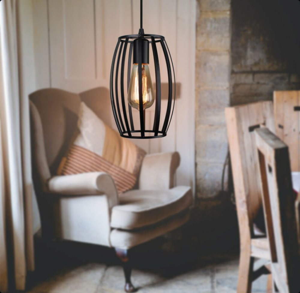 Retro Lustre Suspension Industrielle E27 Lampa Abażur Metalowa Oprawa do Korytarza Sypialni Czarna