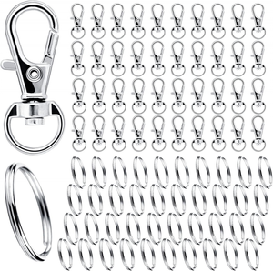 Uxcell Portachiavi A Moschettone In Lega Di Zinco, 12 Pezzi, Con Anello Diviso E Catena, Per Accessori Fai Da Te, Argento