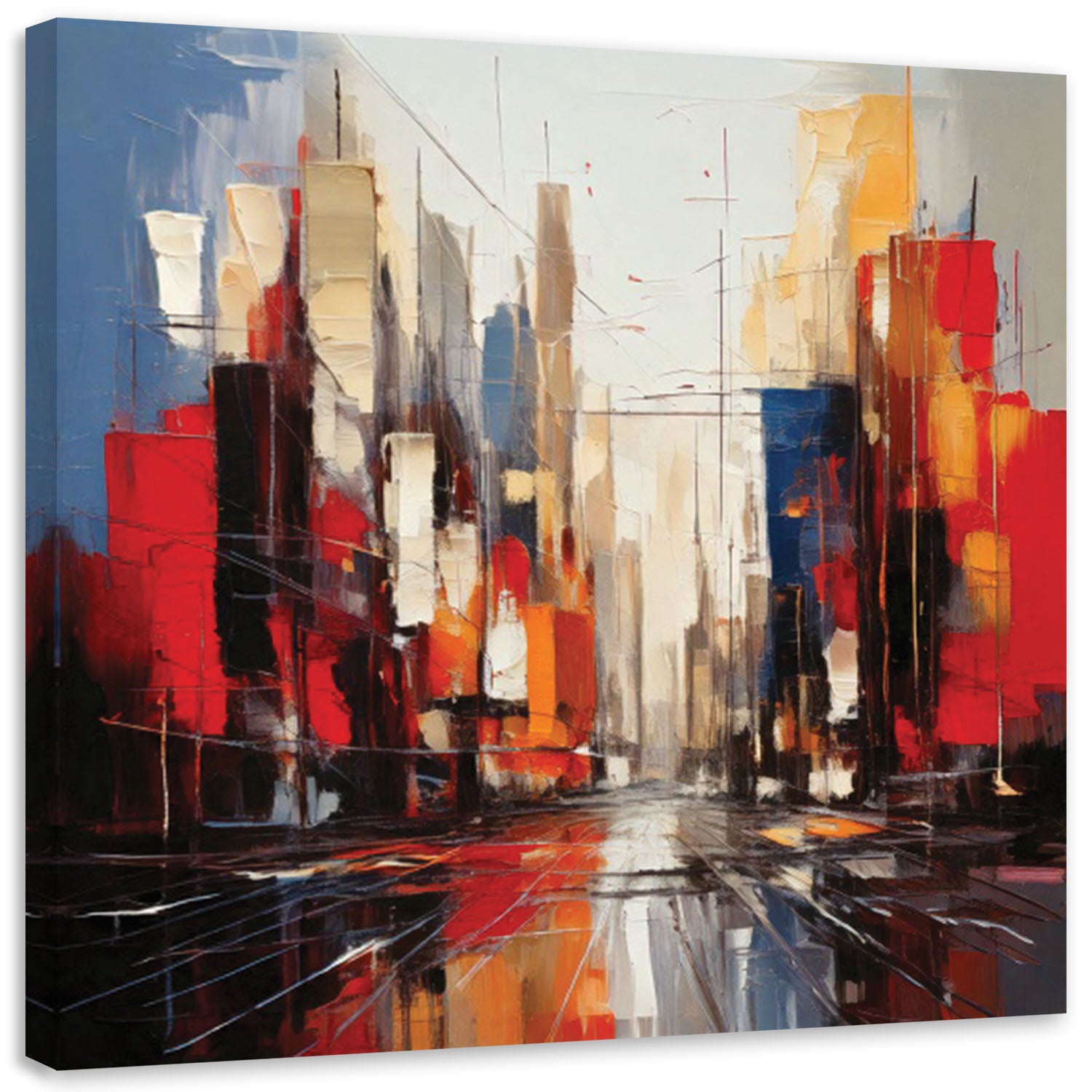 Obraz, Miasto Abstrakcja Czerwony 60x60