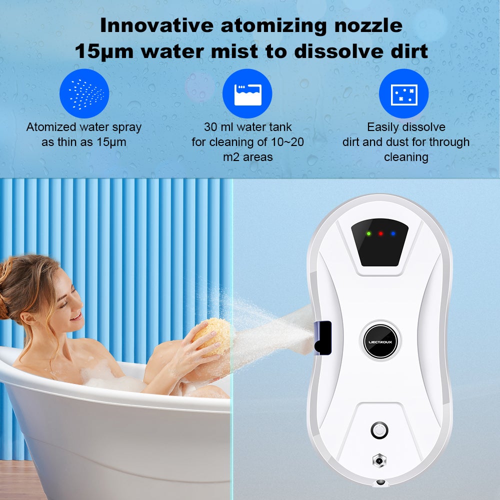 LIECTROUX YW610 – Robot Limpiacristales Inteligente con Depósito de Agua 30 ml, Alto Rendimiento + 10 Paños Incluidos - 4