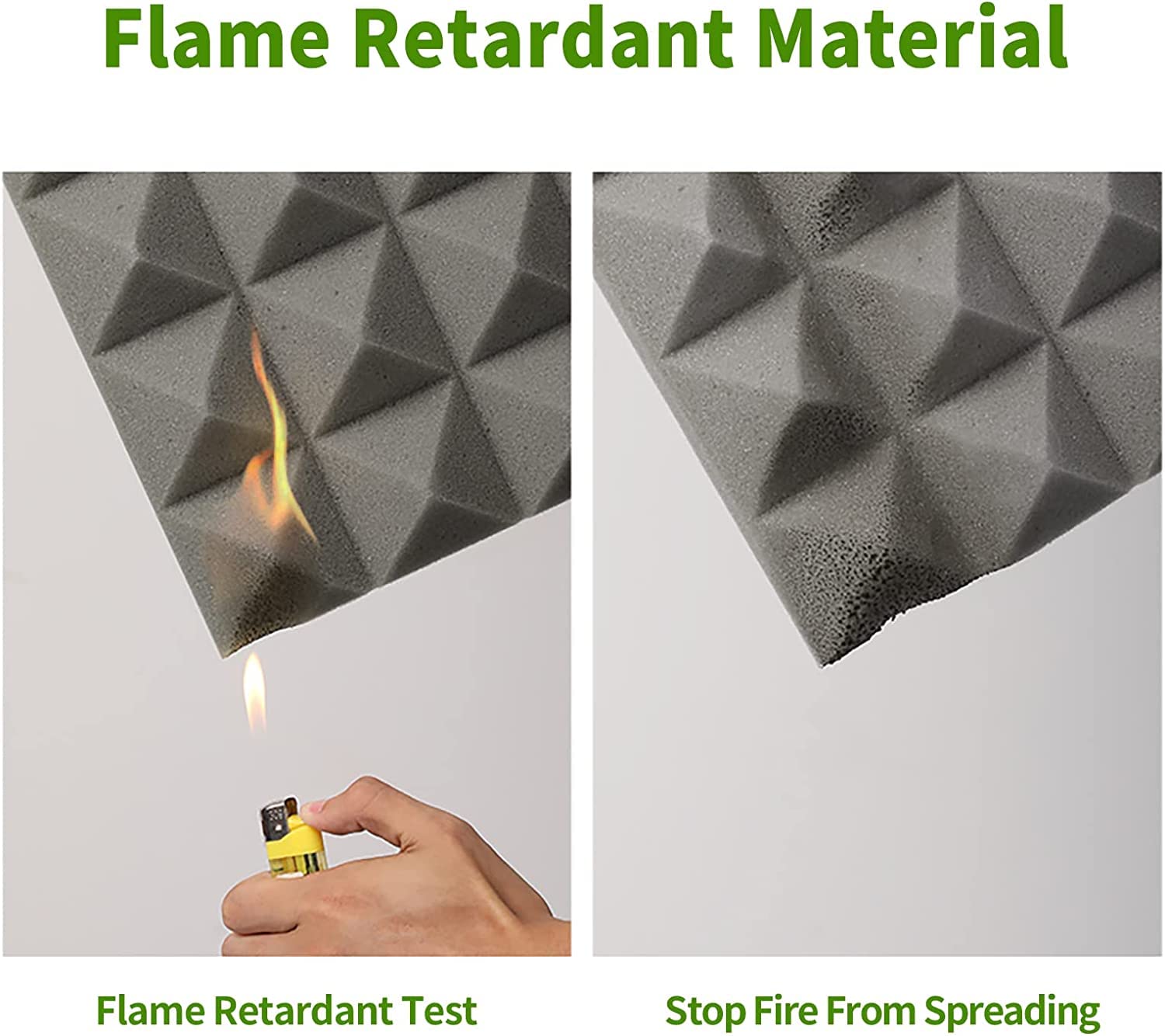 12 cuscinetti in schiuma acustica ad alta densità, pannelli acustici piramidali autoadesivi 30×30×5 cm, adatti per studi di registrazione, grigio - 3