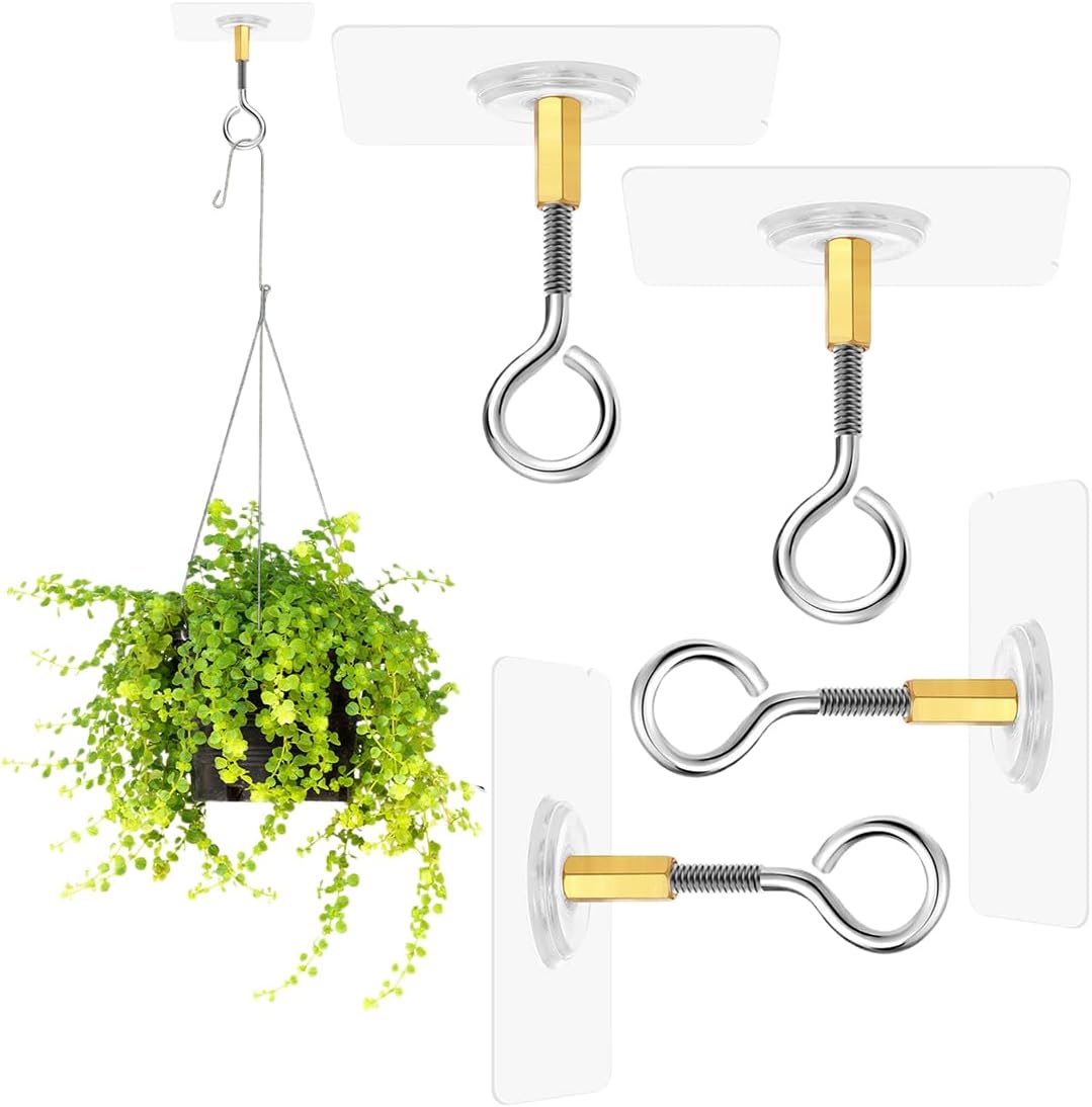 EUIOOVM Lot 4 Crochets Plafond Inox 304 – Charge Max 400 Kg – Plaque Oculaire M8 – Pour Sac De Boxe, Balançoire, Yoga, Voile D'ombrage
