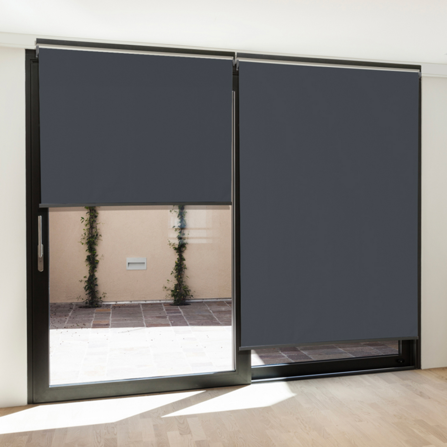 Lot de 2 stores enrouleurs L.124 x H. 225 CM pour pergola gris anthracite - 5