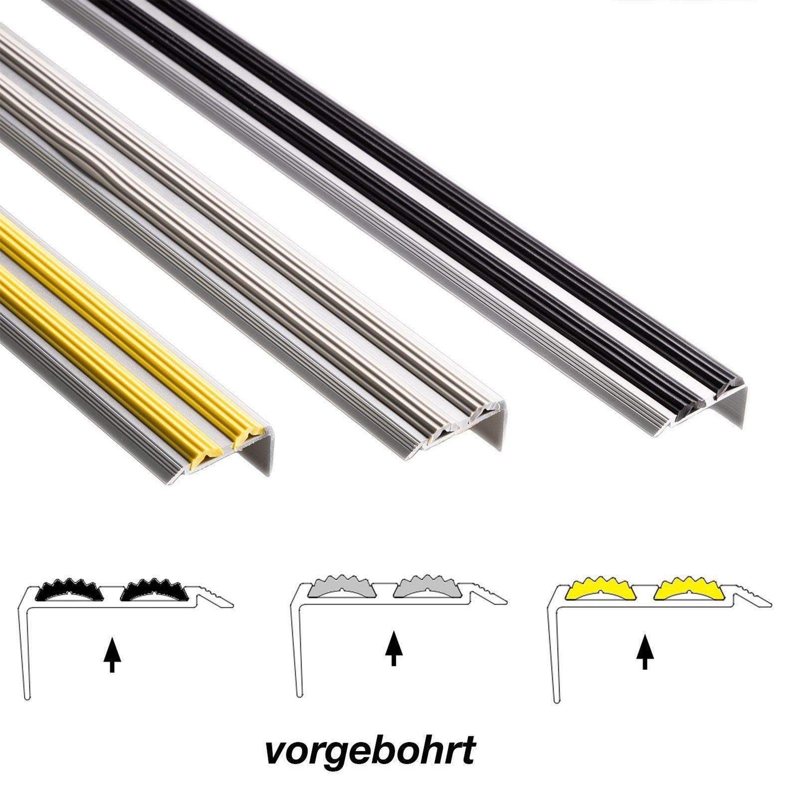 Profilé d'escalier Avec double caoutchouc Power Grip, Longueur: 134 cm - Pré-percé, Gris - 6