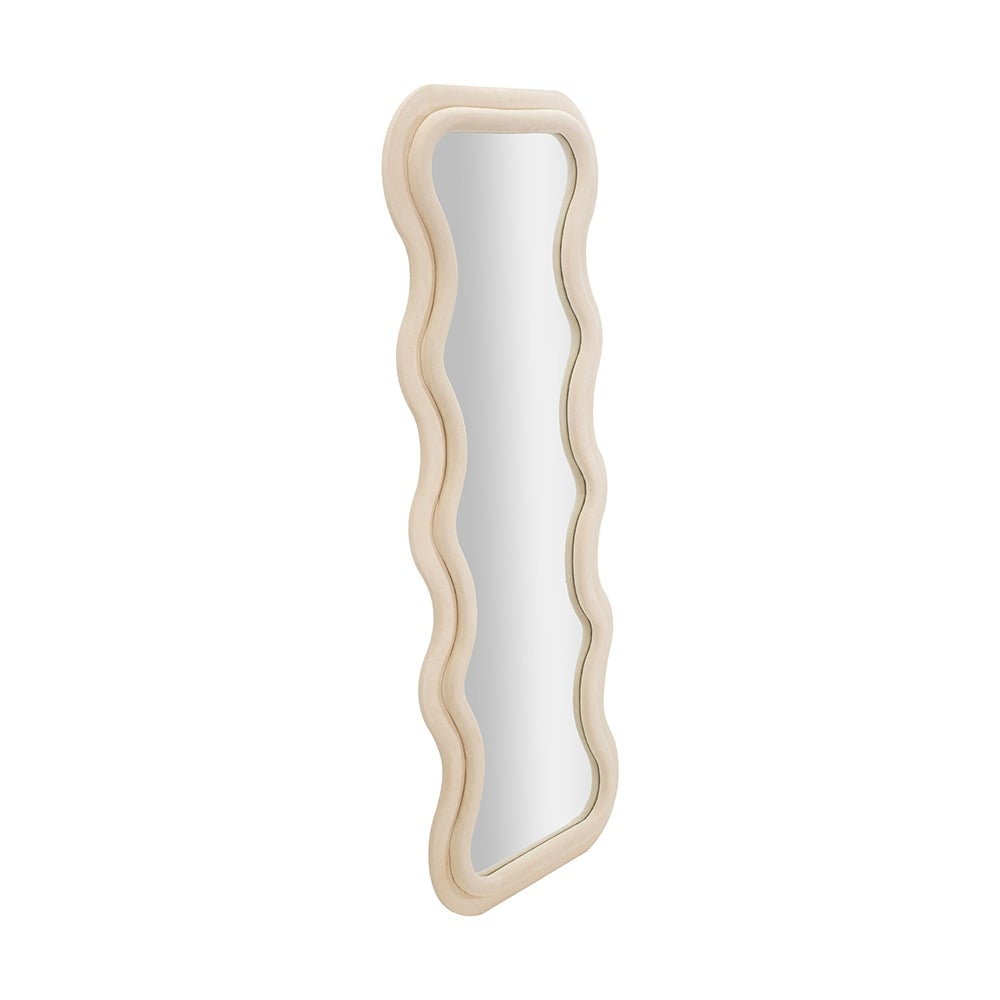 Specchio da parete o da terra design ondulato in velluto 60x160cm Emily - Crema - 4