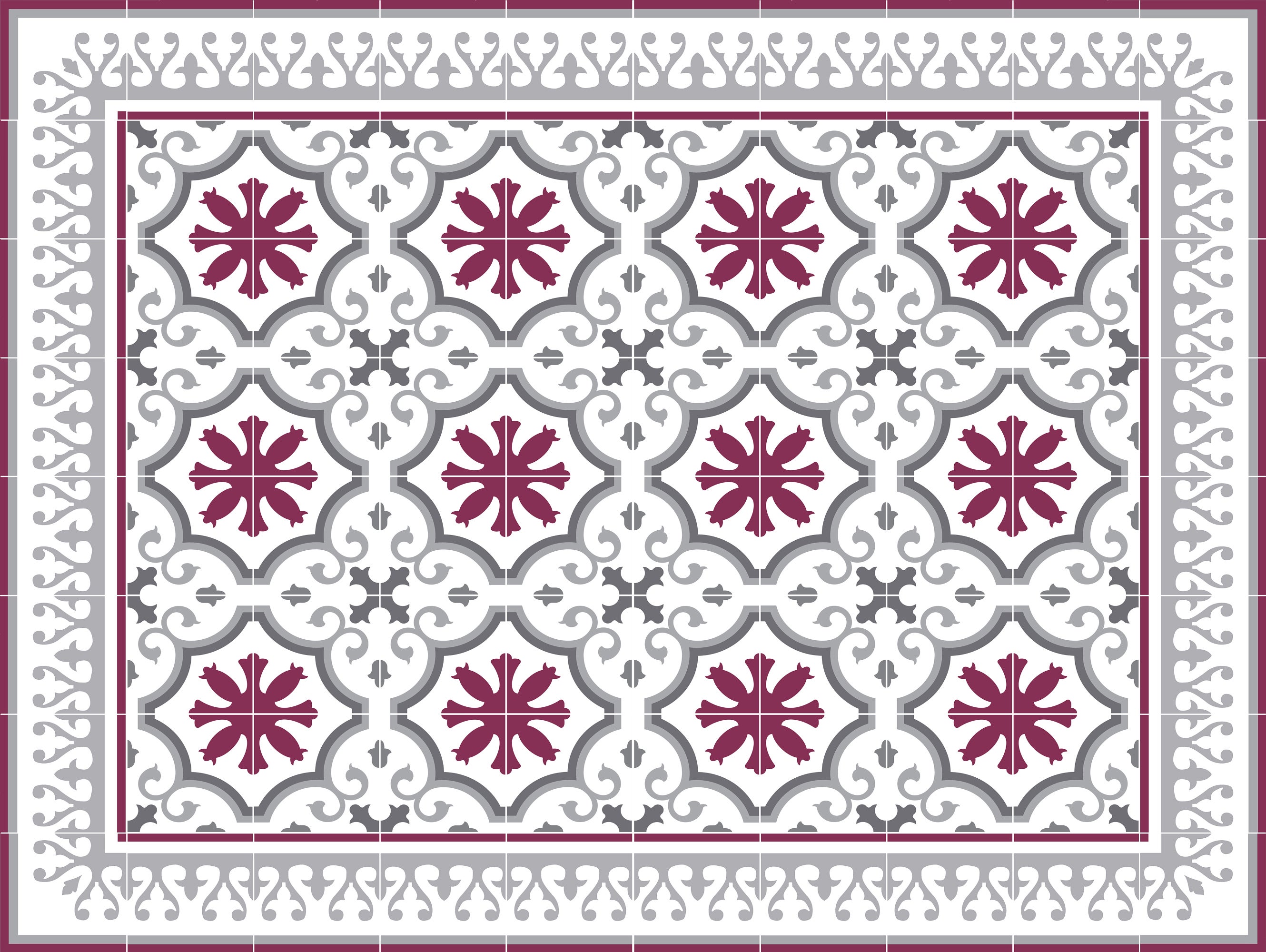 Dywan winylowy CLOÉ 100x133 cm - antypoślizgowy PVC, winylowy do kuchni lub salonu, zmywalny, styl hydrauliczny