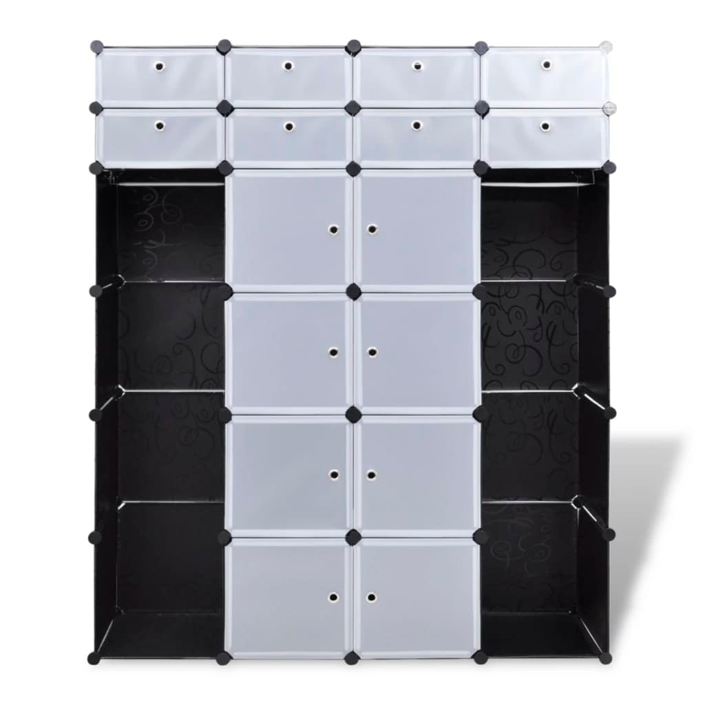 Armário modular com 18 compartimentos preto e branco 37x146x180,5cm - COMFORTXL - 6