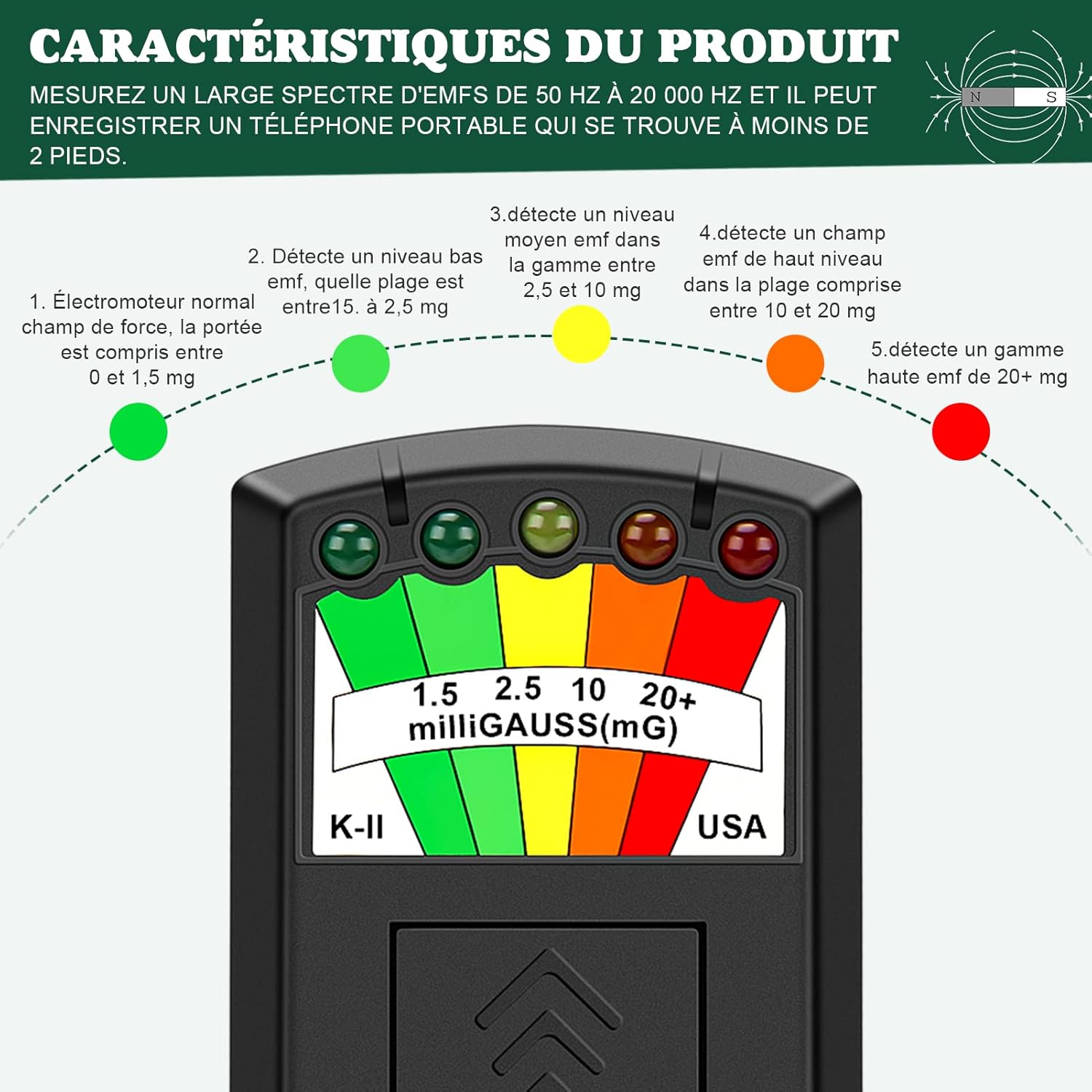 K2 EMF, Détecteur de Champ électromagnétique- Chasse fantômes - Équipement pour activité paranormale - 4