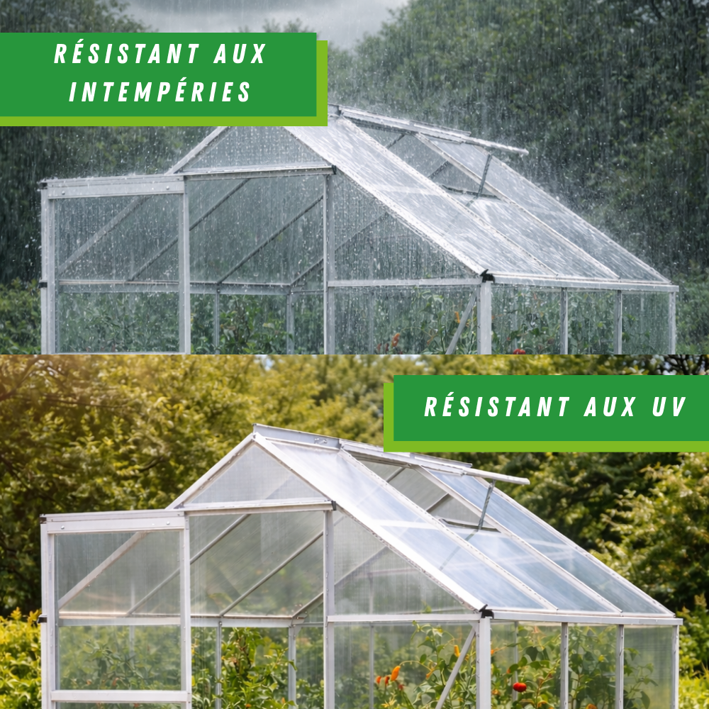 Serre fixe en Aluminium - Parois polycarbonate - 3,6 M² - 5