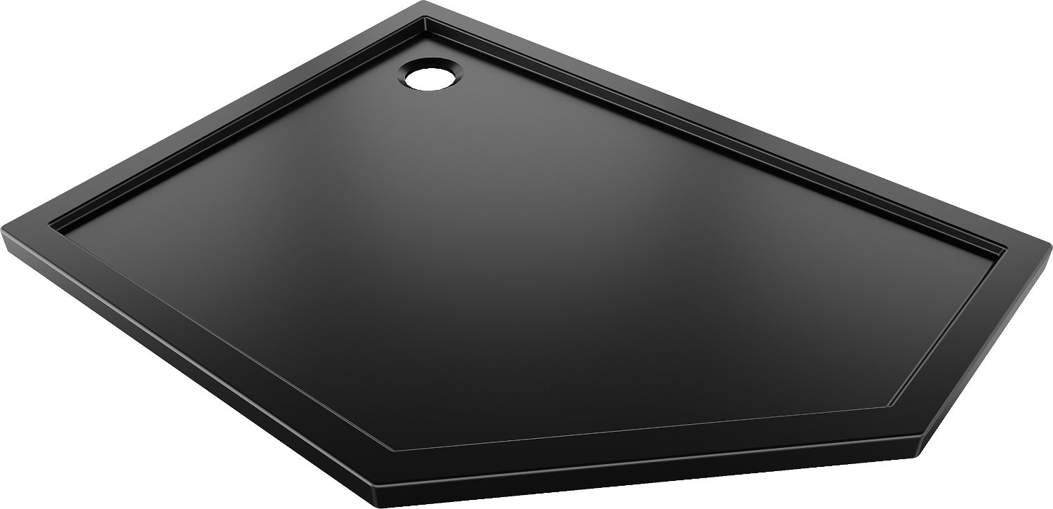 Mexen Flow brodzik pięciokątny slim lewy 100 x 90 cm, czarny mat - 46P709010L