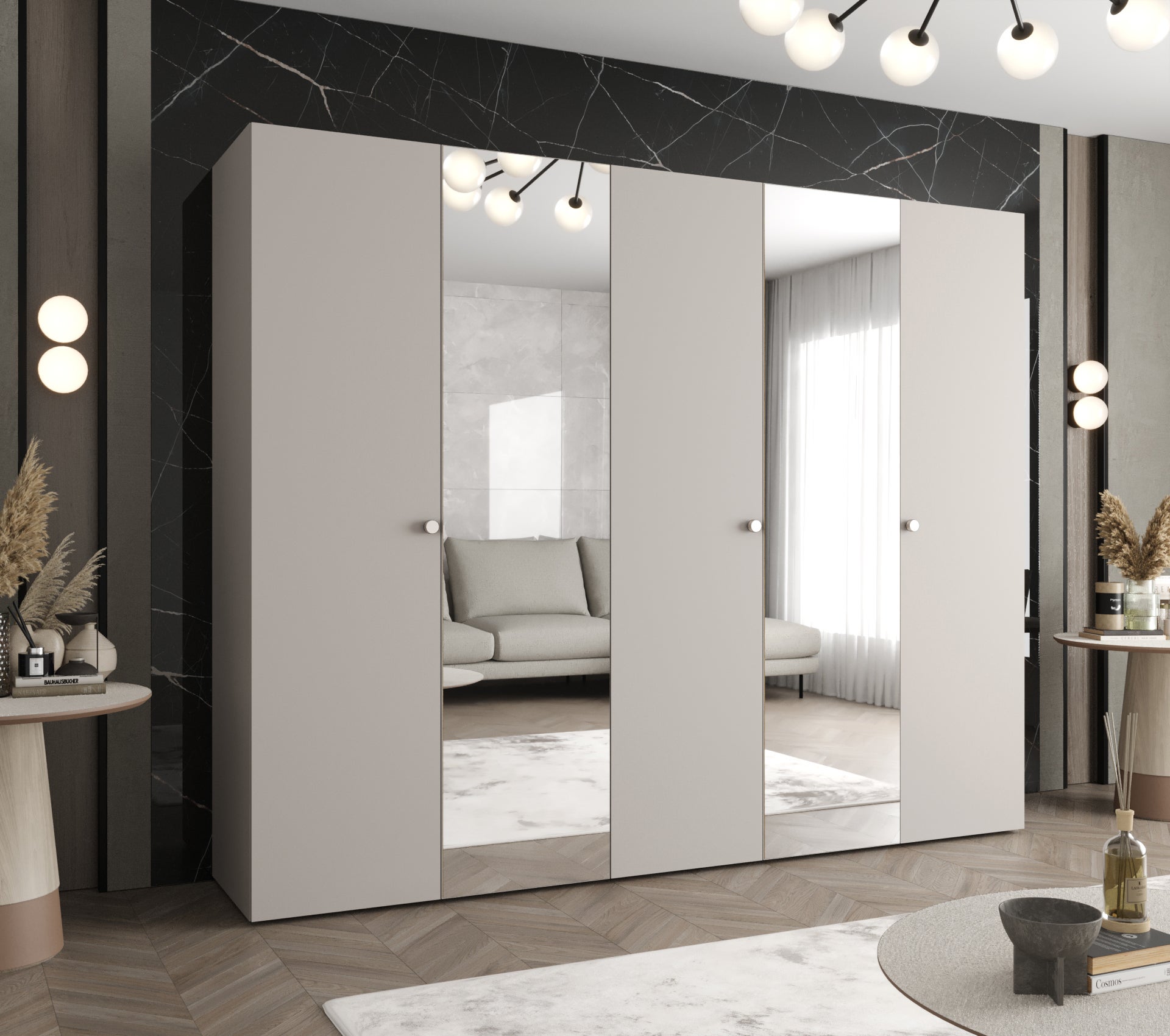 Szafa uchylna otwierana Parma 2 250 x 52 x 202 cm kaszmir + u. srebrny Abiks Meble - 2