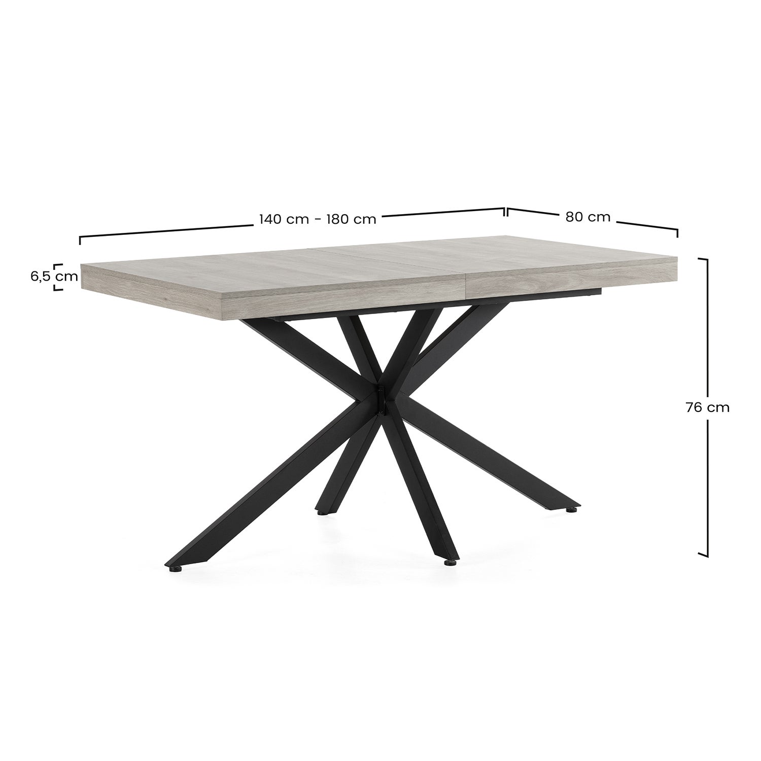 Table de salle à manger extensible Genova couleur chêne, 140-180 cm - 8