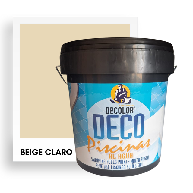 Peinture Piscine béton - 4L Beige clair (jusqu'à 20 m² 2 couches) - 6 couleurs - Haute résistance aux UV/Eau chlorée DECOLOR
