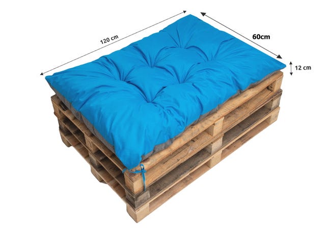 Cuscino per pallet 120x60cm, cuscini per panca Blu, cuscino da
