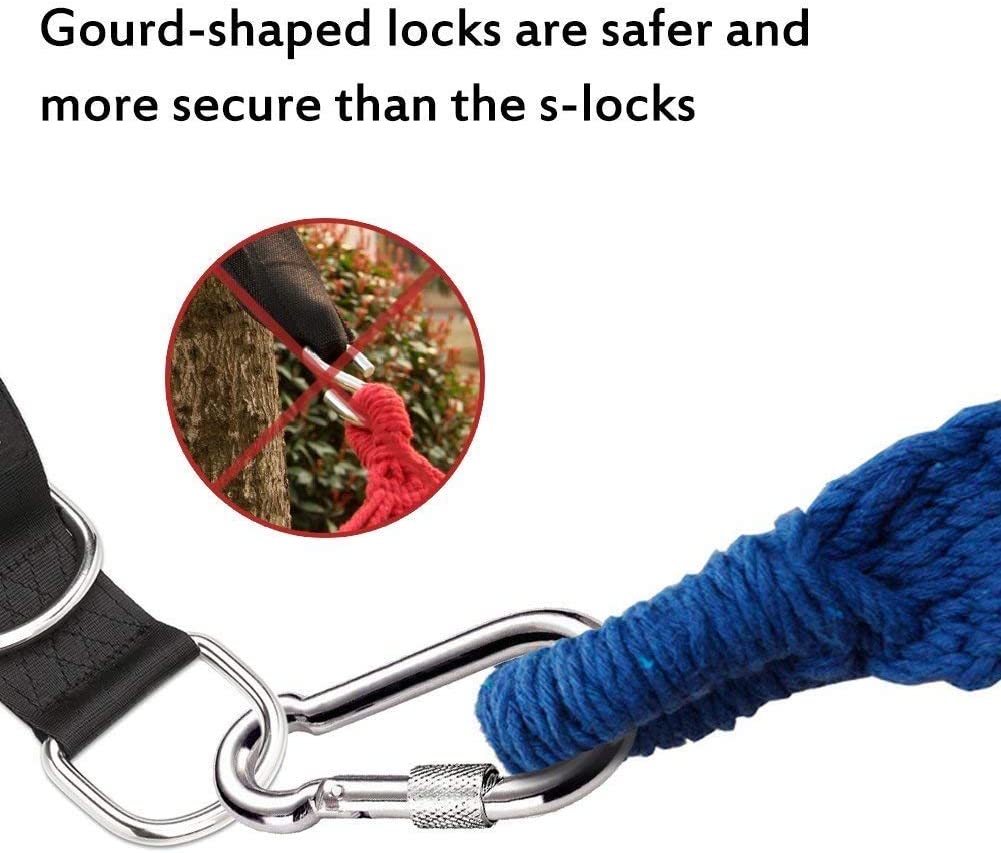 Kit de sangles de suspension pour balançoire d'arbre, sangles de 1,5 m de long avec mousqueton à verrouillage plus sûr pour balançoire d'arbre, hamacs - 5
